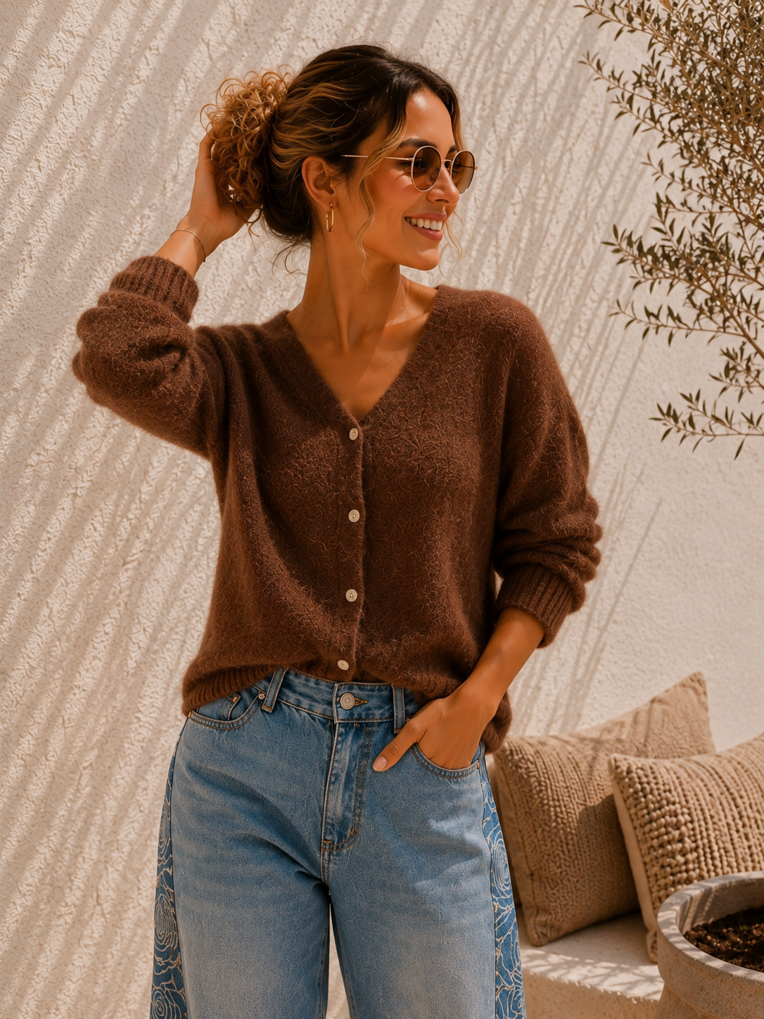 EDLER STRICK CARDIGAN OSLO Alpaka Strickjacke Made in Italy 34-42