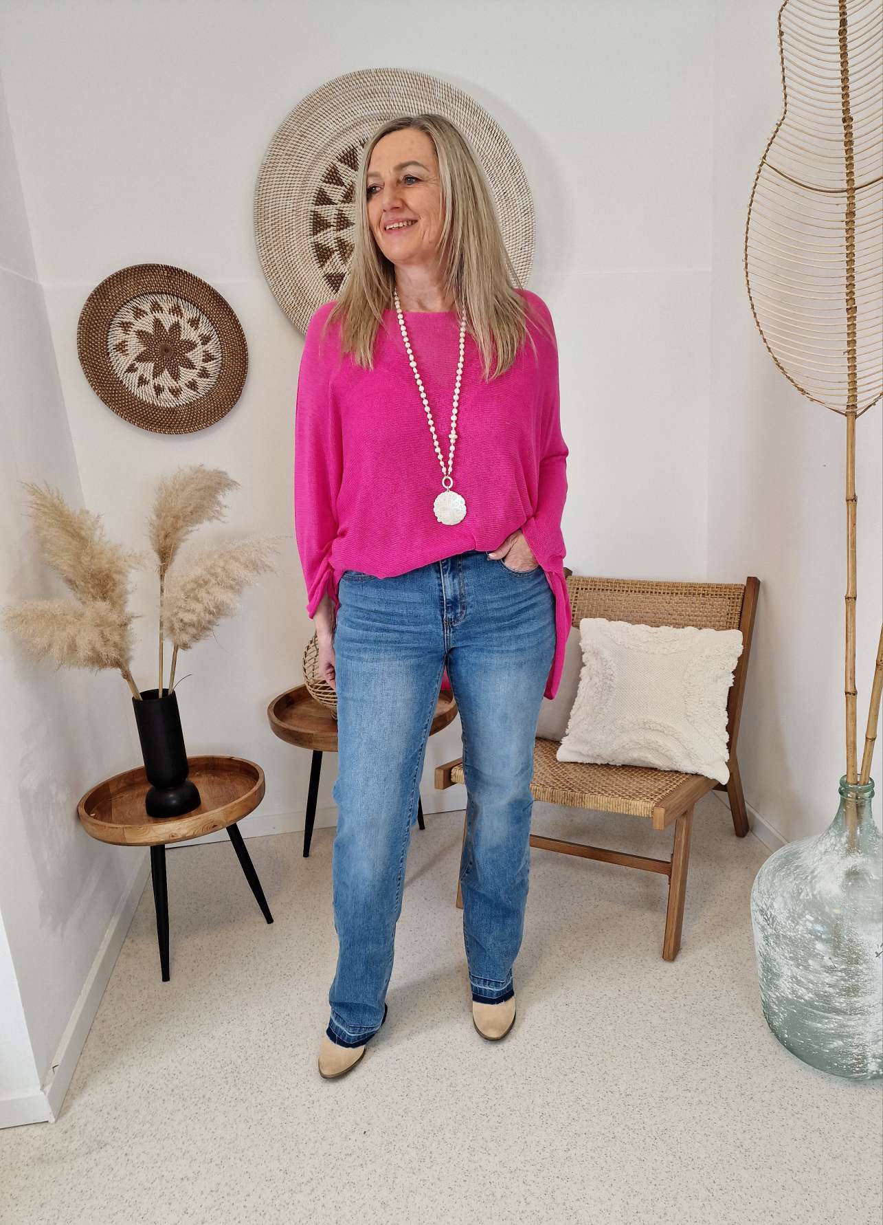 JEANS EMMA SCHLAGJEANS Denim Blue Hose Italy Style