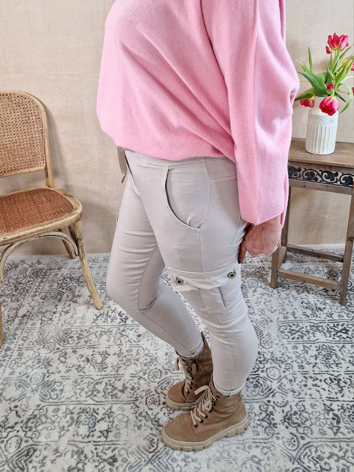 CARGO PANT RICCA BEIGE Made in Italy Cargo Hose Jogpant 34-42 Freizeithose CARGO PANT RICCA BEIGE Made in Italy Cargo Hose Jogpant 34-42 Freizeithose