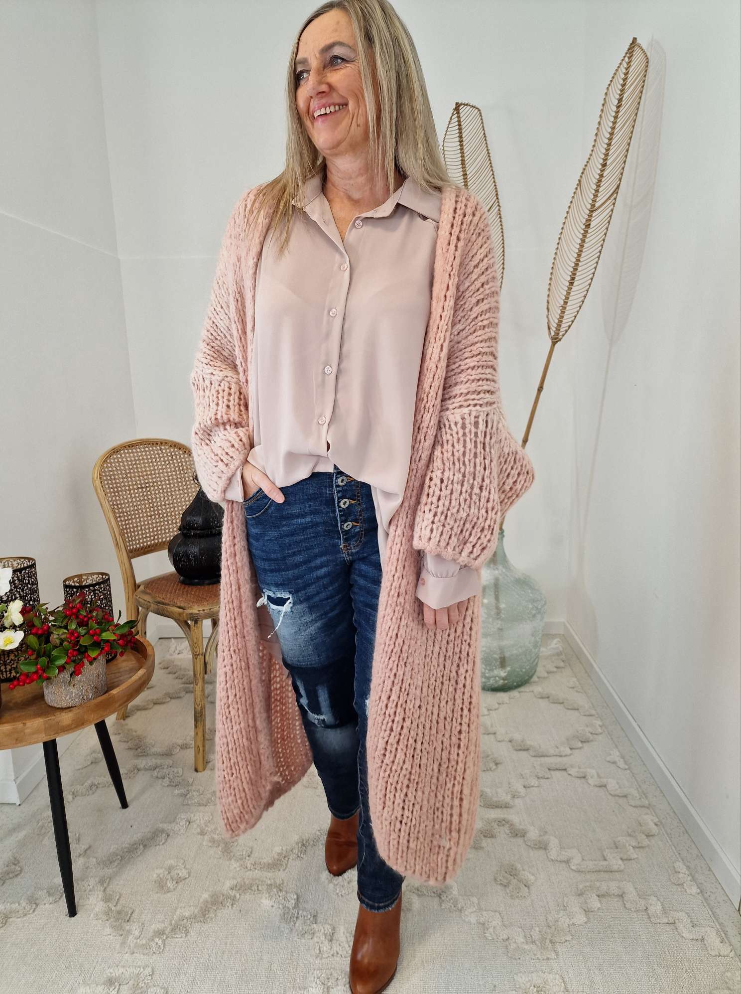 KNIT CARDIGAN LUCIEN ROSA 34-42 Made in Italy Strickjacke Mantel KNIT CARDIGAN LUCIEN ROSA 34-42 Made in Italy Strickjacke Mantel