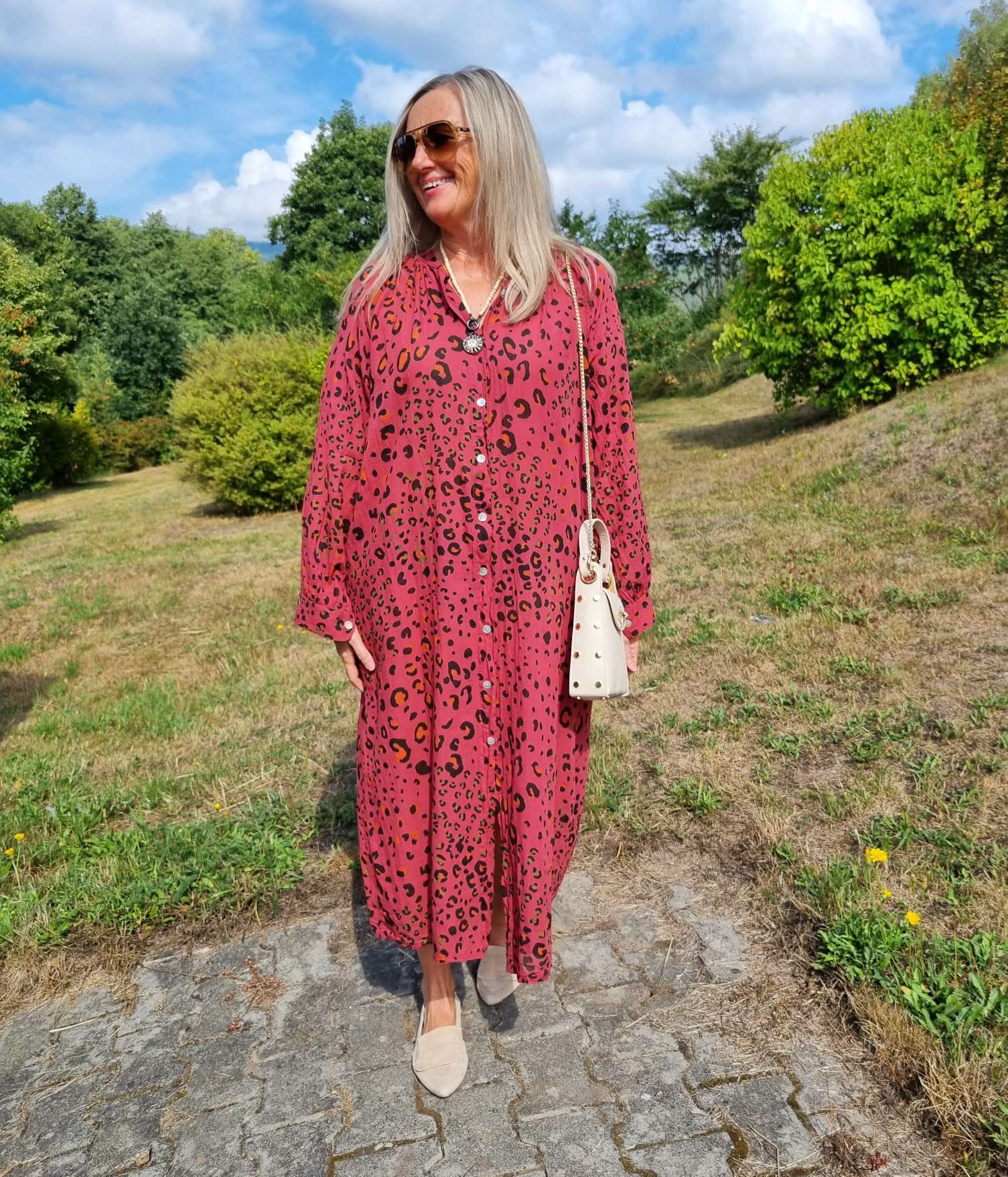 BLUSEN KLEID MIKA LEO ROT langes Kleid DRESS Kimono Made in Italy 34-42 BLUSEN KLEID MIKA LEO ROT langes Kleid DRESS Kimono Made in Italy 34-42