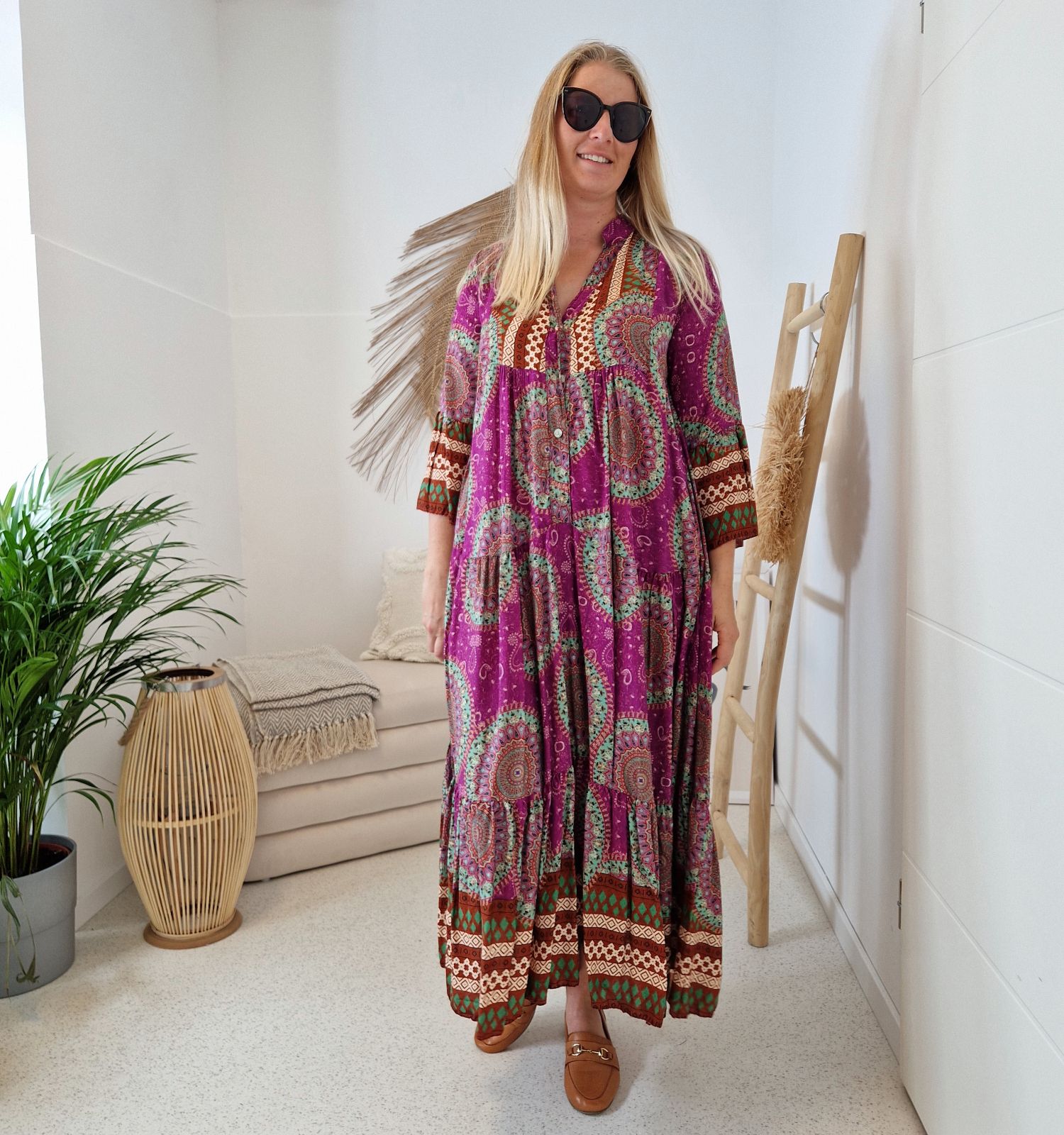 MAXI TUNIKA DRESS MICAELA PINK 34-42 Made in Italy langes Kleid Hängerchen Tunikakleid MAXI TUNIKA DRESS MICAELA PINK 34-42 Made in Italy langes Kleid Hängerchen Tunikakleid