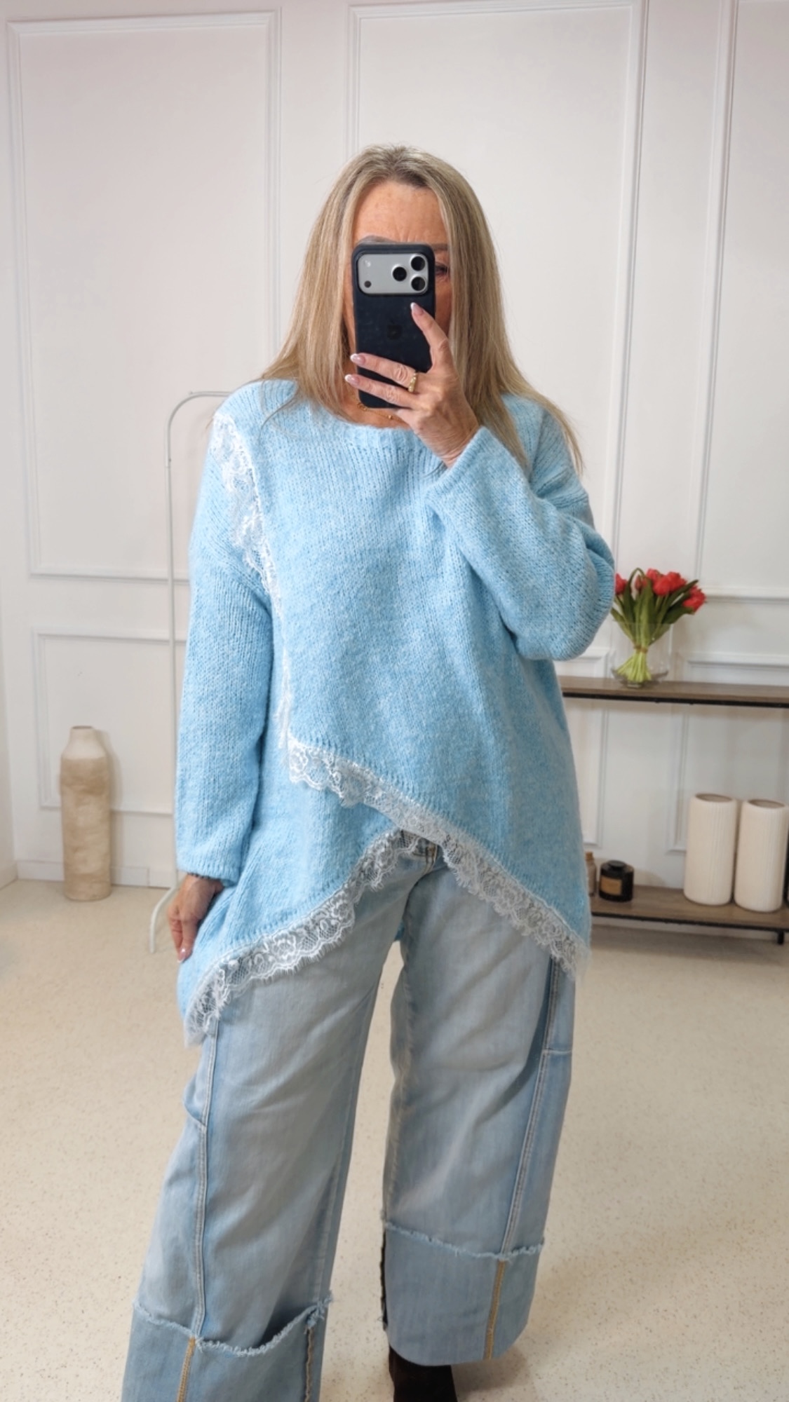 SPITZEN PULLOVER 115 und Made in Italy 34-42/44 Vokuhila