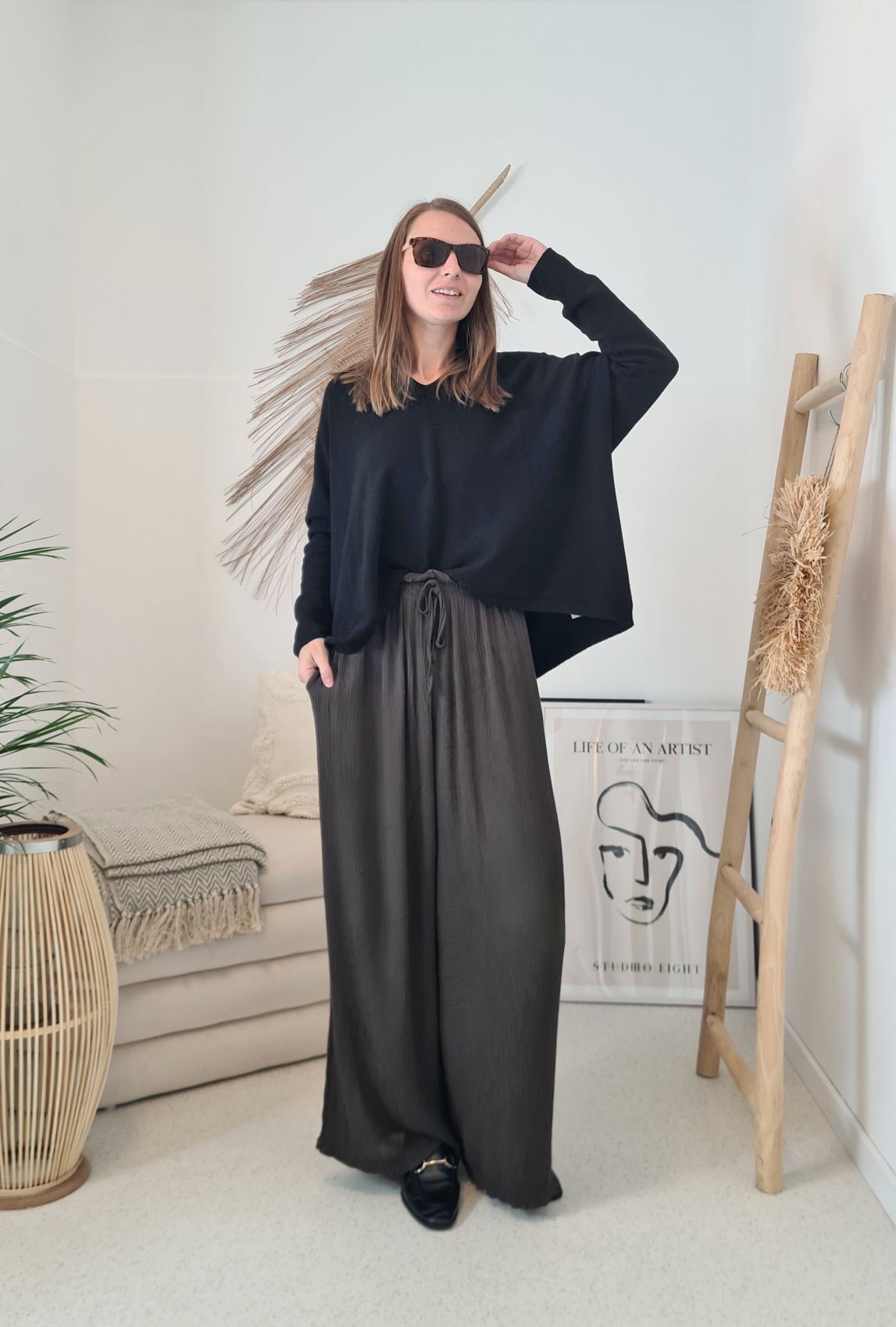 EDLE HOSE INESSA DUNKELBRAUN Viskose Hose Made in Italy Palazzohose PANT Musselin Art 34-40 EDLE HOSE INESSA DUNKELBRAUN Viskose Hose Made in Italy Palazzohose PANT Musselin Art 34-40