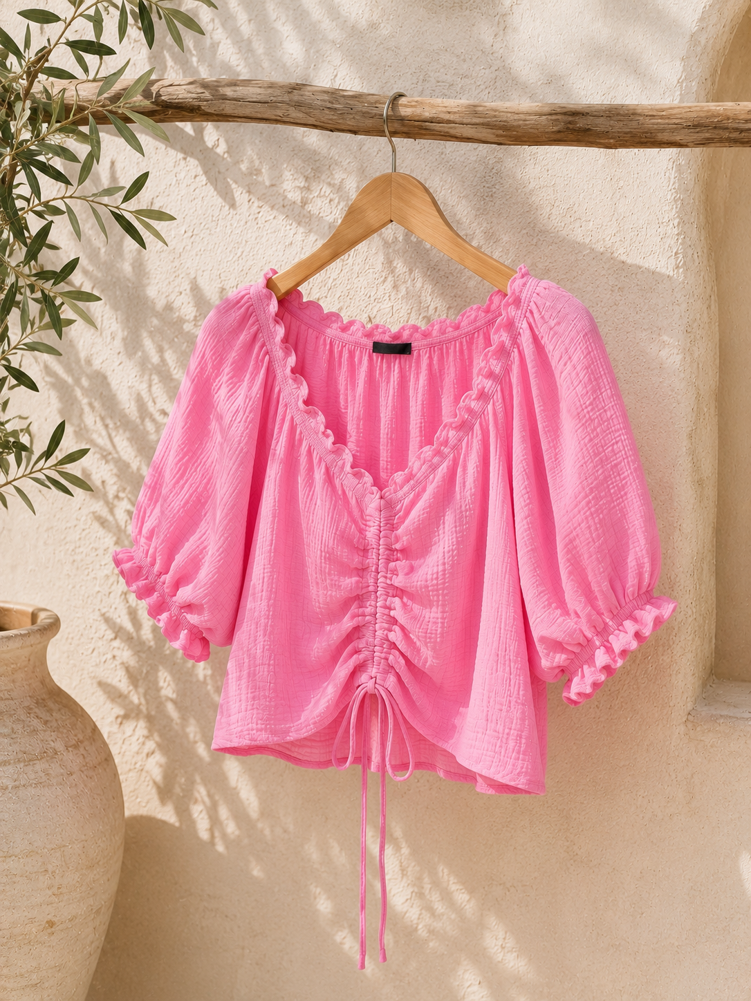 Bluse Cropped Musselin Savanna UNI Made in Italy 34-40/42