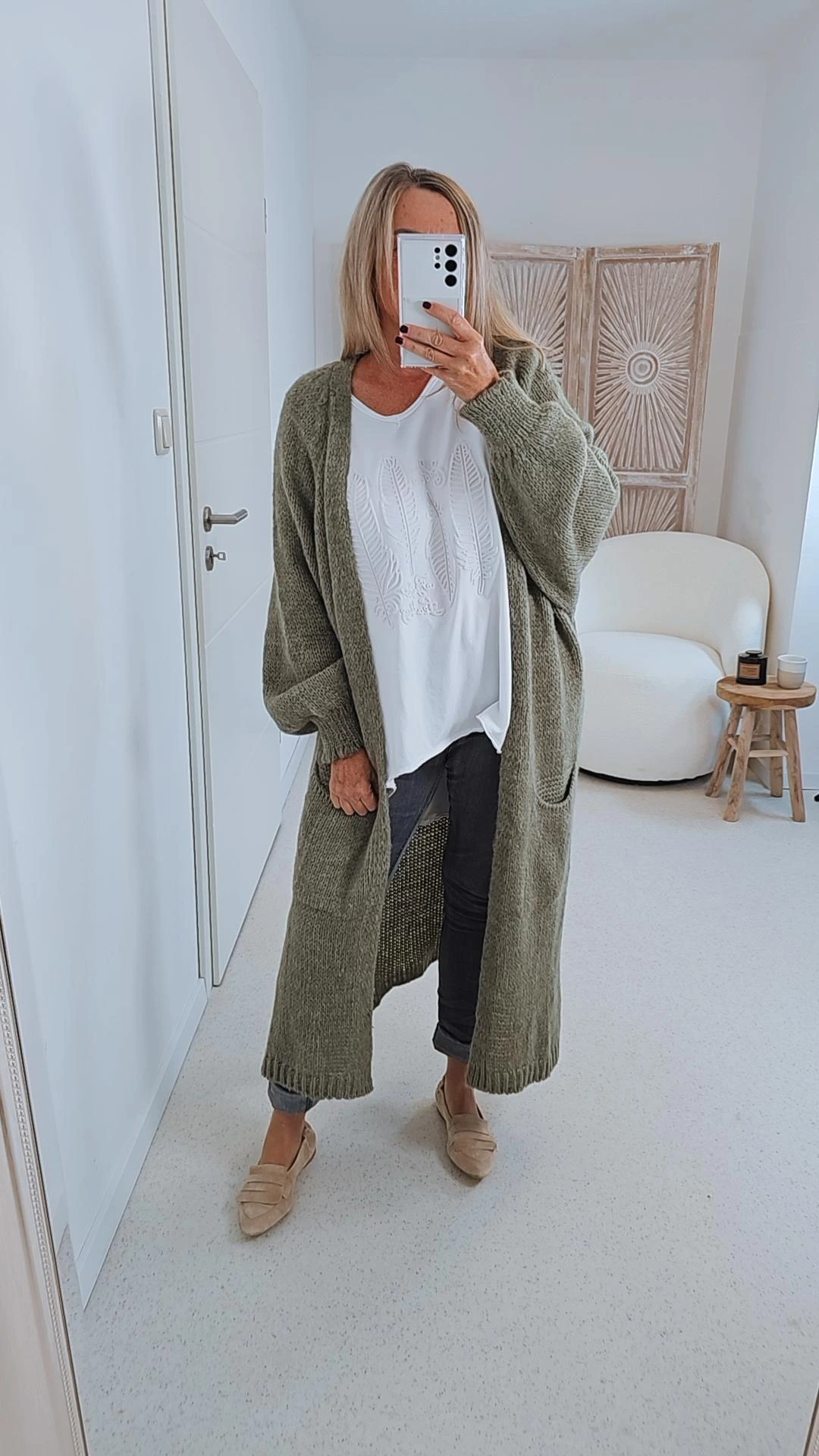 KNIT CARDIGAN SABINE LONG 34-42 Made in Italy lange Strick Jacke Mantel Oversize