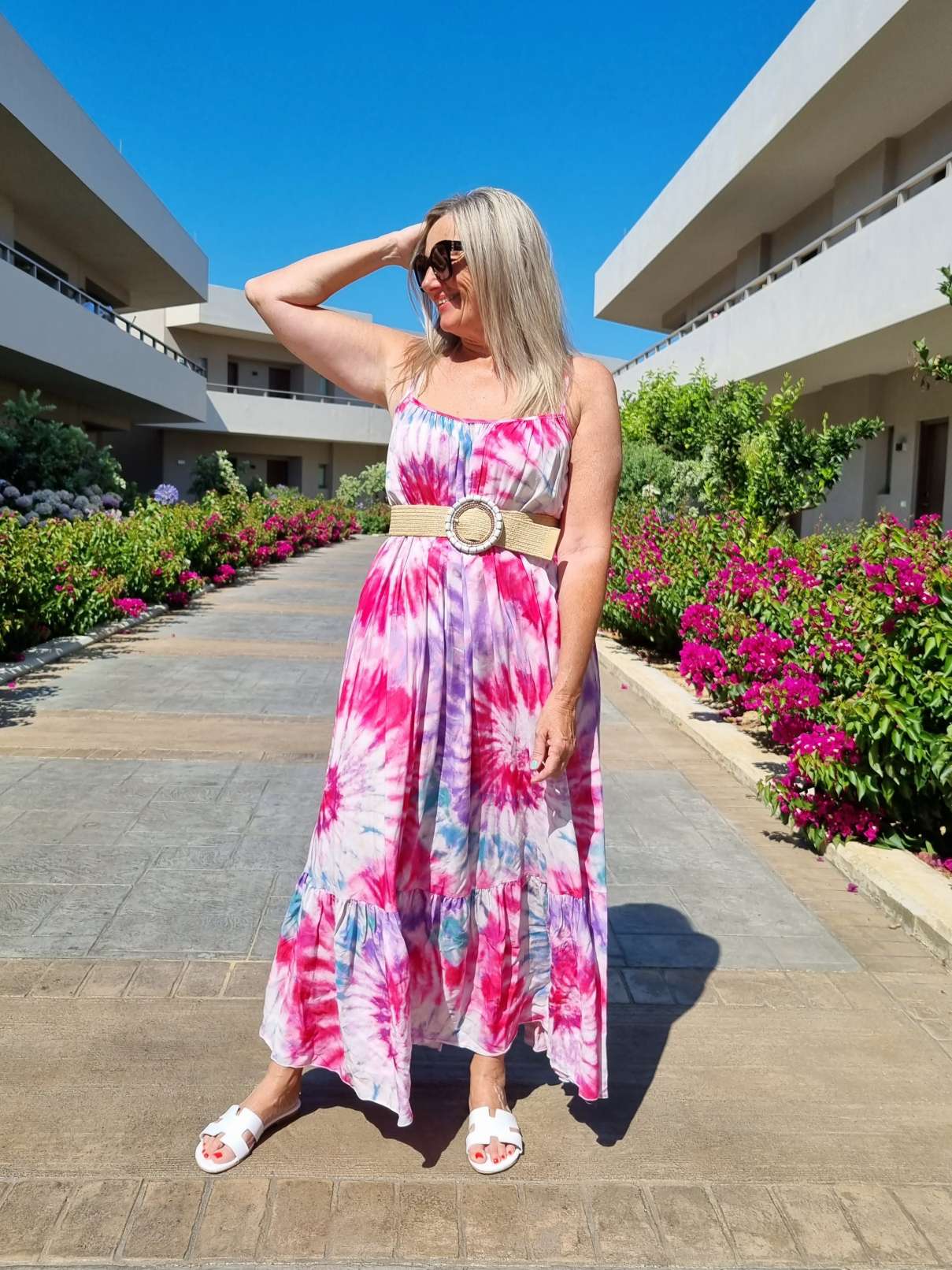 SPAGHETTI DRESS DALLAS PINK 34-42 Made in Italy Maxi Kleid Sommer Strandkleid Abendkleid BATIK Tie Dye SPAGHETTI DRESS DALLAS PINK 34-42 Made in Italy Maxi Kleid Sommer Strandkleid Abendkleid BATIK Tie Dye