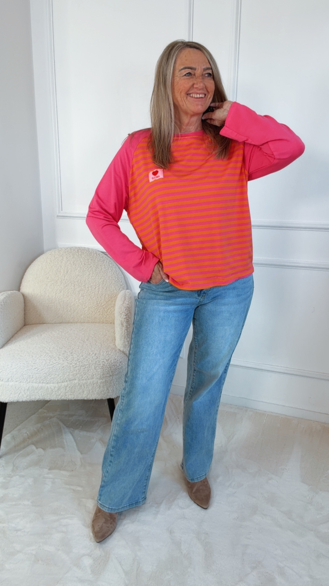 LANGARM SHIRT NABILA STRIPES Made in Italy 36 - 42