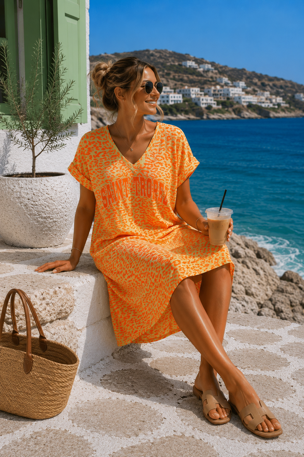 Leo-T-Shirt-Kleid Safiya Saint Tropez Made in Italy 34-42/44