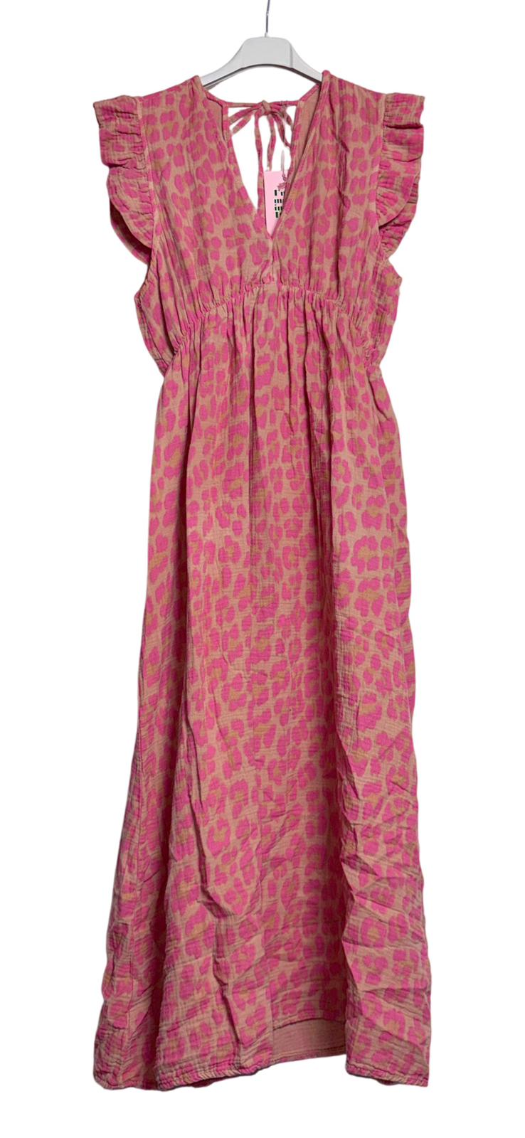 MUSSELIN KLEID ZOE BIG LEO  34 - 42 Made in Italy ärmellos Rüsche 