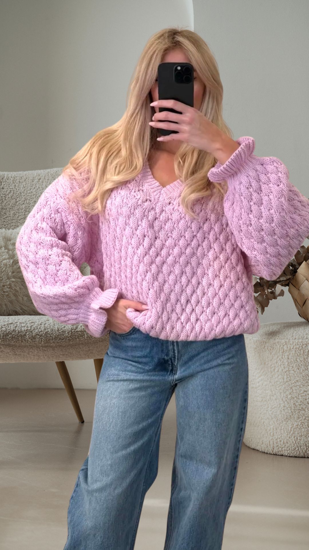 ROSALIE RUFFLE KNIT SWEATER Italy Style Pullover 34-42