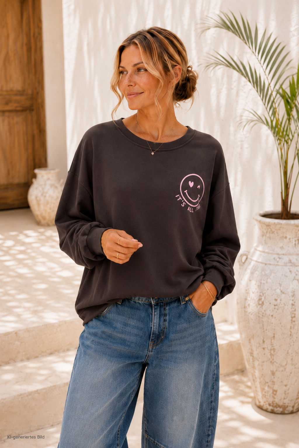 Sweatshirt „Happy Vibes NINA“ – Made in Italy