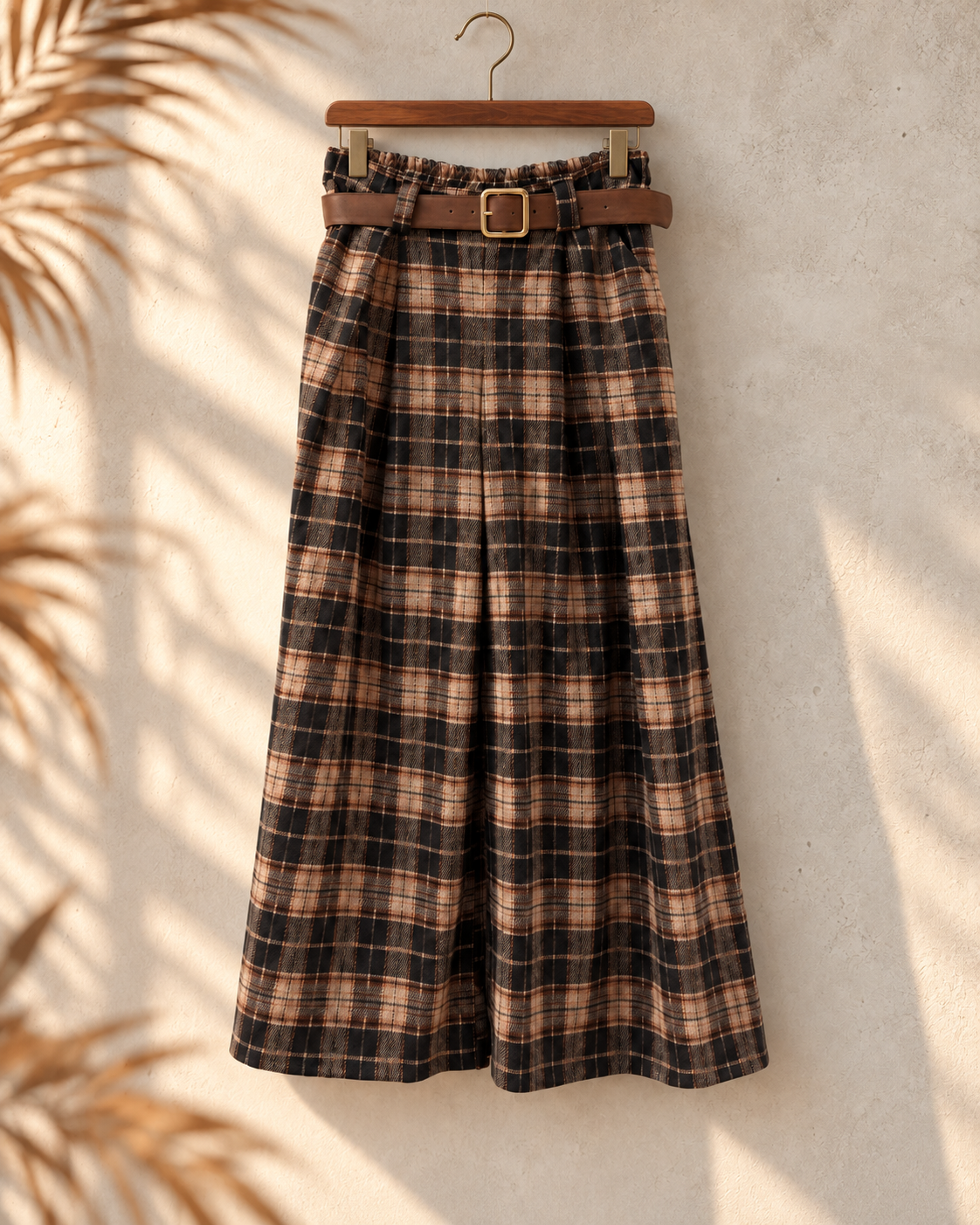 Flanell-Karohose mit Gürtel I H0143 I 34-42 I Made in Italy