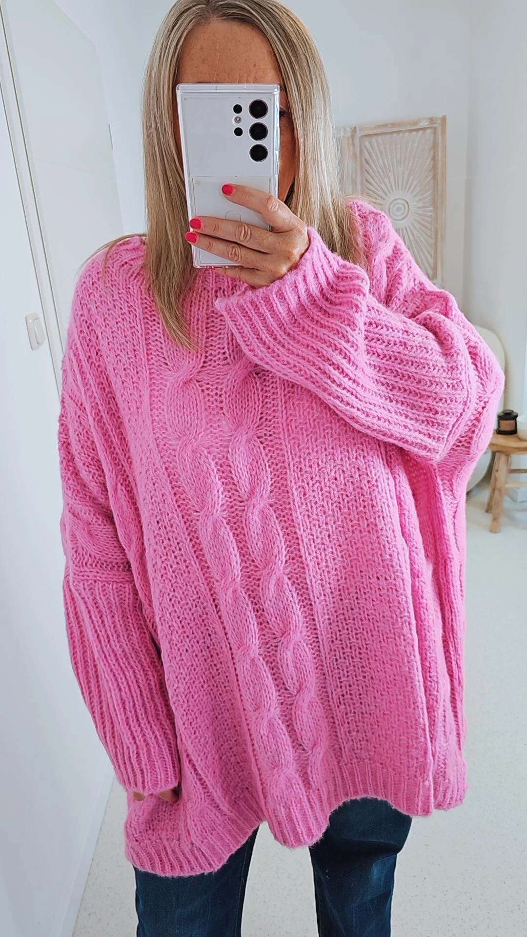 STRICKPULLOVER ZOPFMUSTER TARA Oversize Pullover Made in Italy 36 - 48/50 STRICKPULLOVER ZOPFMUSTER TARA Oversize Pullover Made in Italy 36 - 48/50