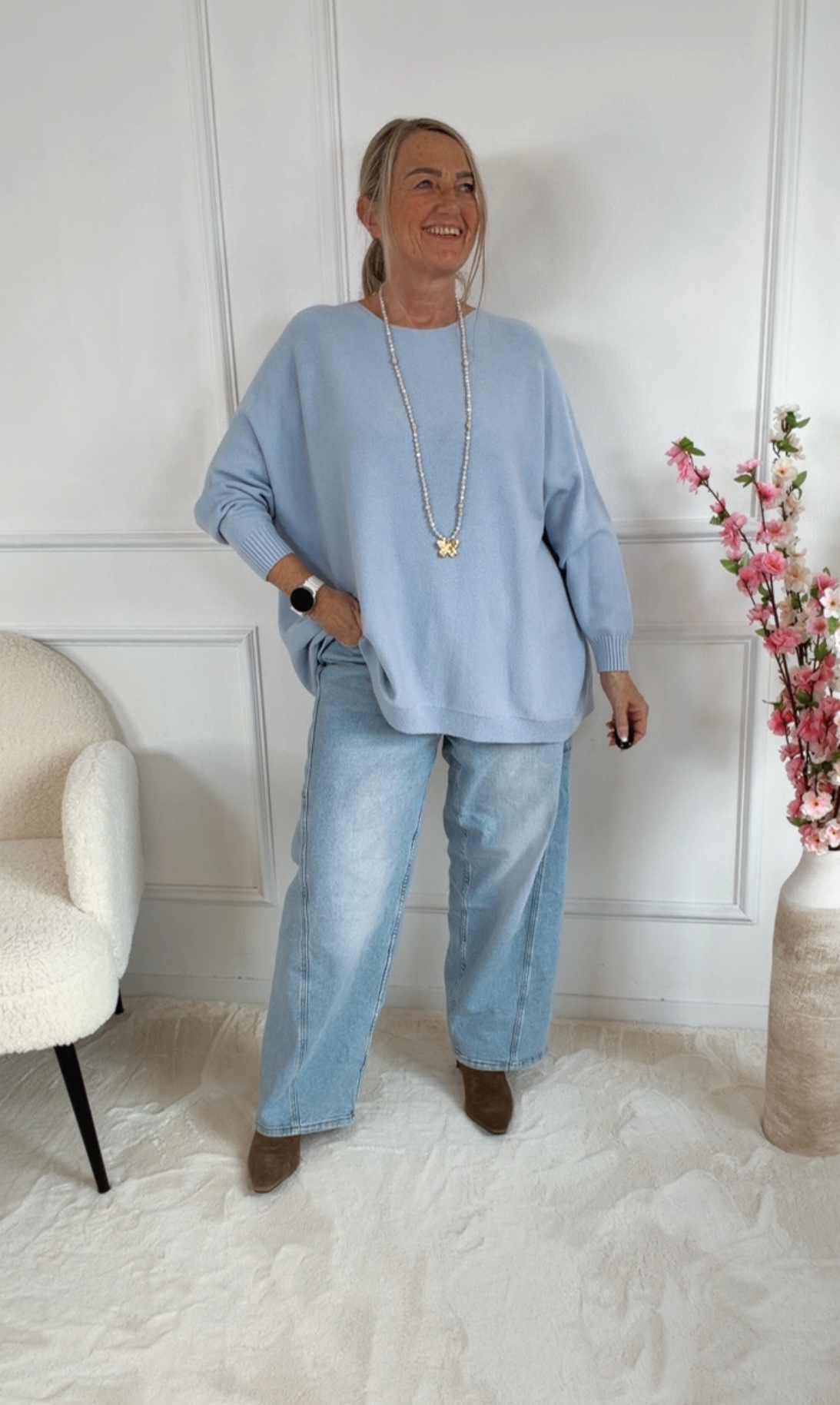 MAXI-PULLOVER LEVI unifarben 34-44/46 Made in Italy Viskose