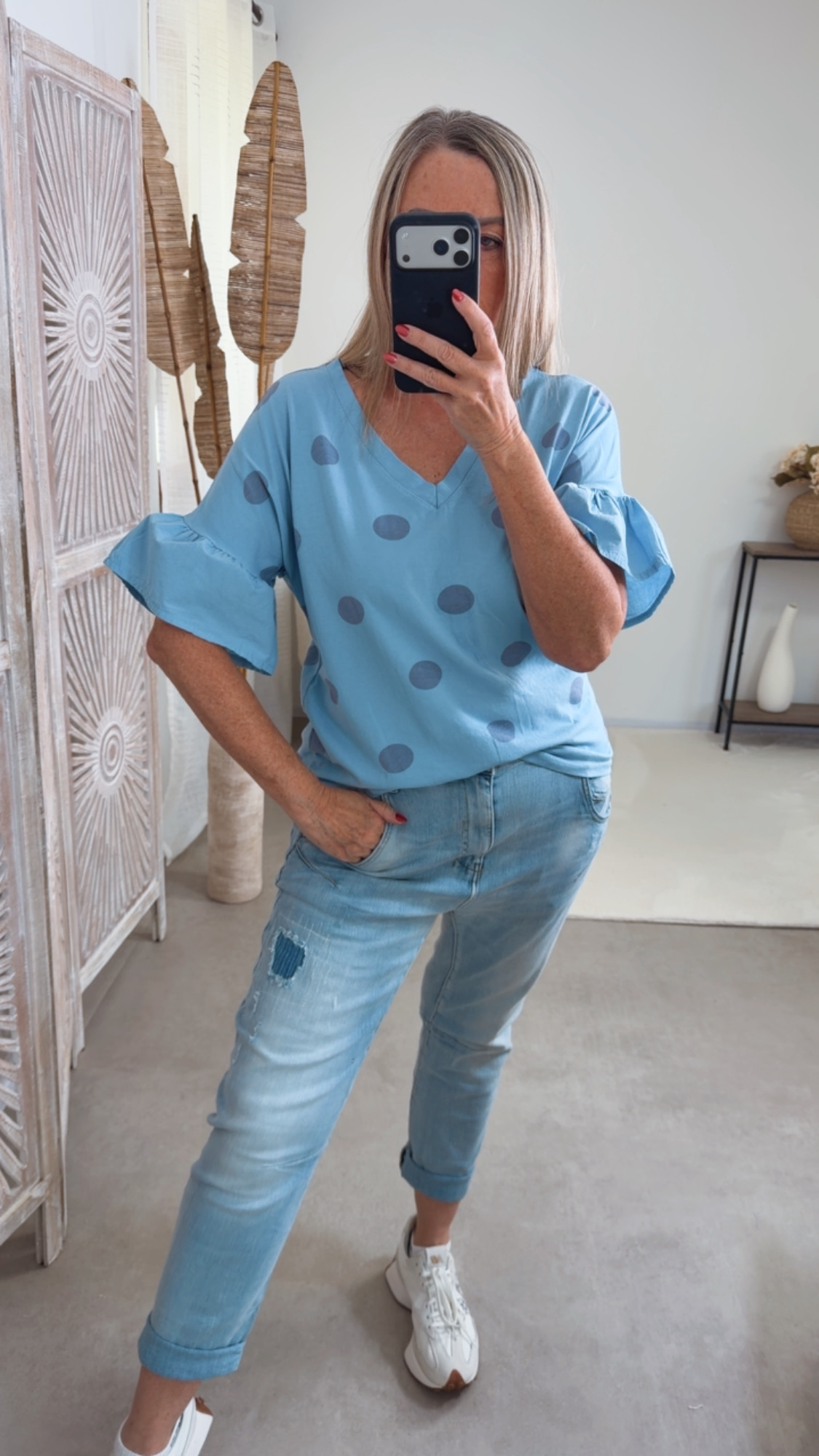 Polka Dots-Shirt „Bellagio“ – Made in Italy 🌸 Größe 34 bis 40/42