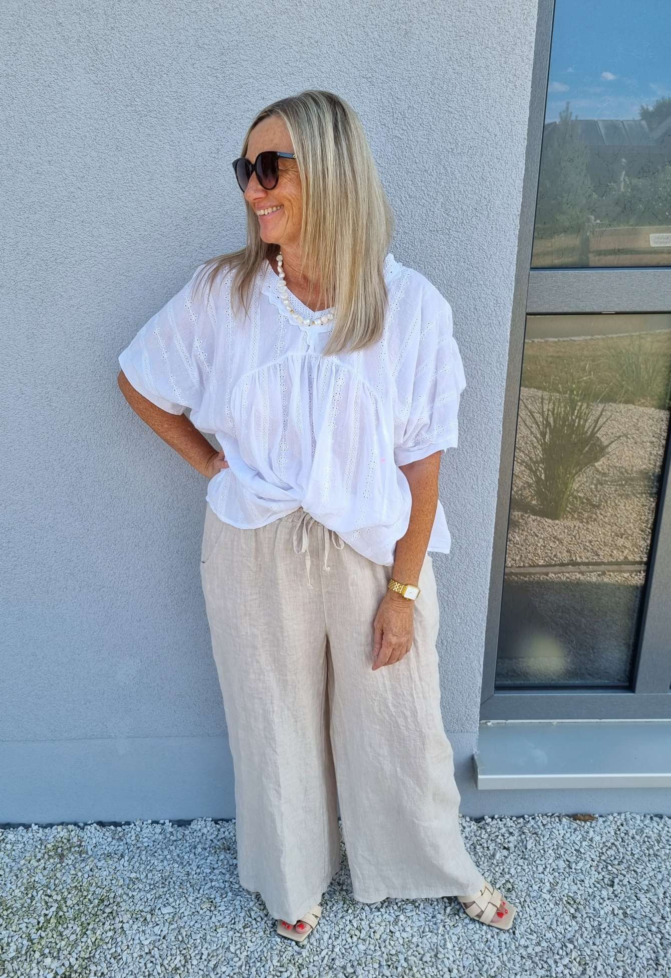 BLUSE TIANA WEISS 34-42 Made in Italy Oversize Tunika Shirt BLUSE TIANA WEISS 34-42 Made in Italy Oversize Tunika Shirt