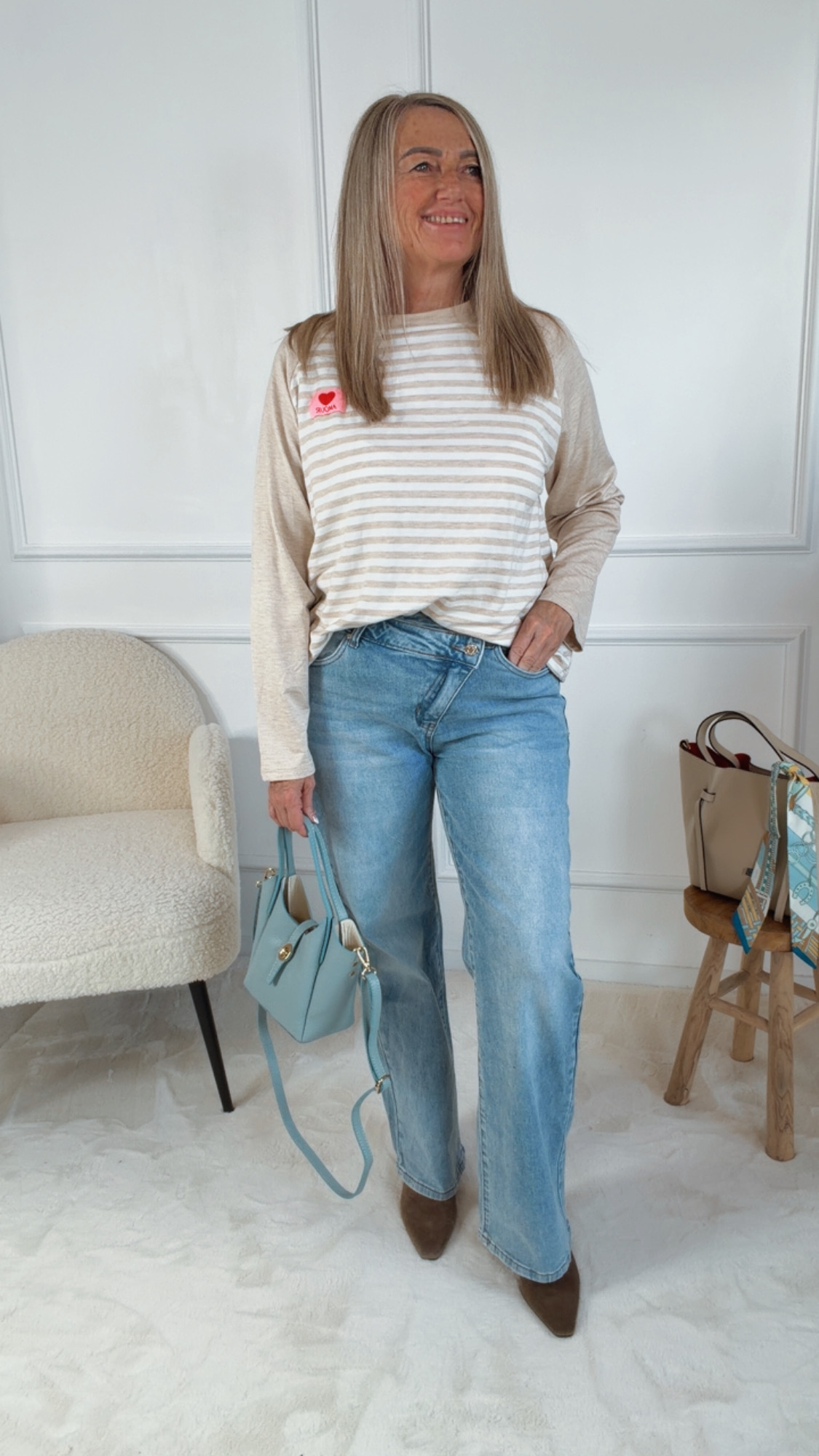 LANGARM SHIRT NABILA STRIPES Made in Italy 36 - 42