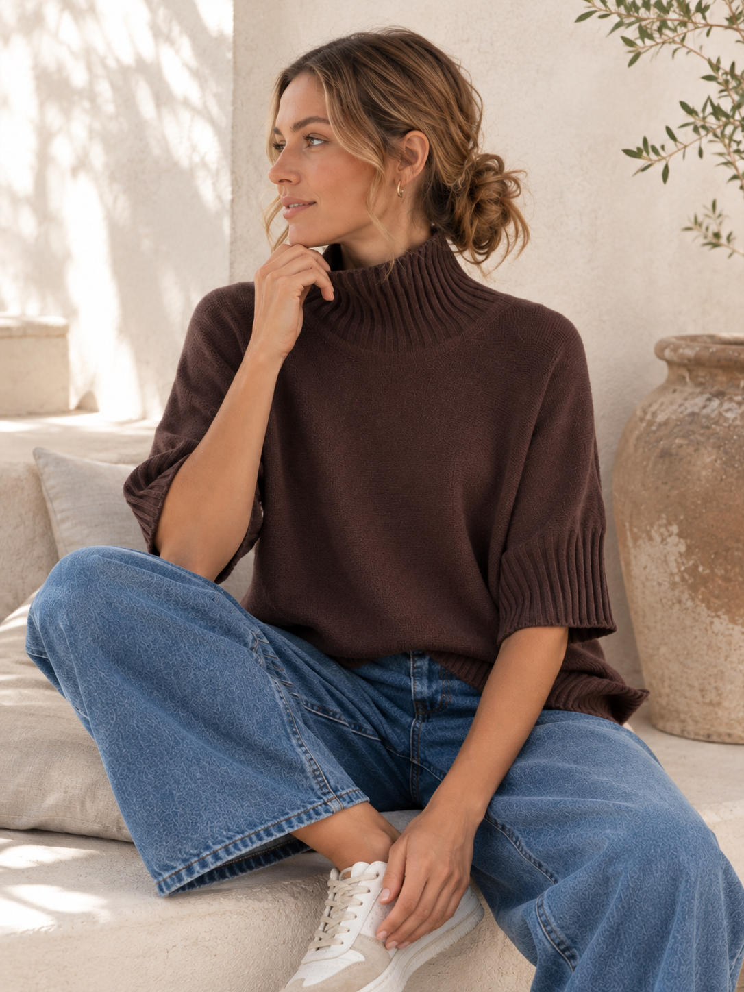 Strickpullover mit Stehkragen & Rippenstrick I NO. SP0017 I Made in Italy 34-42/44