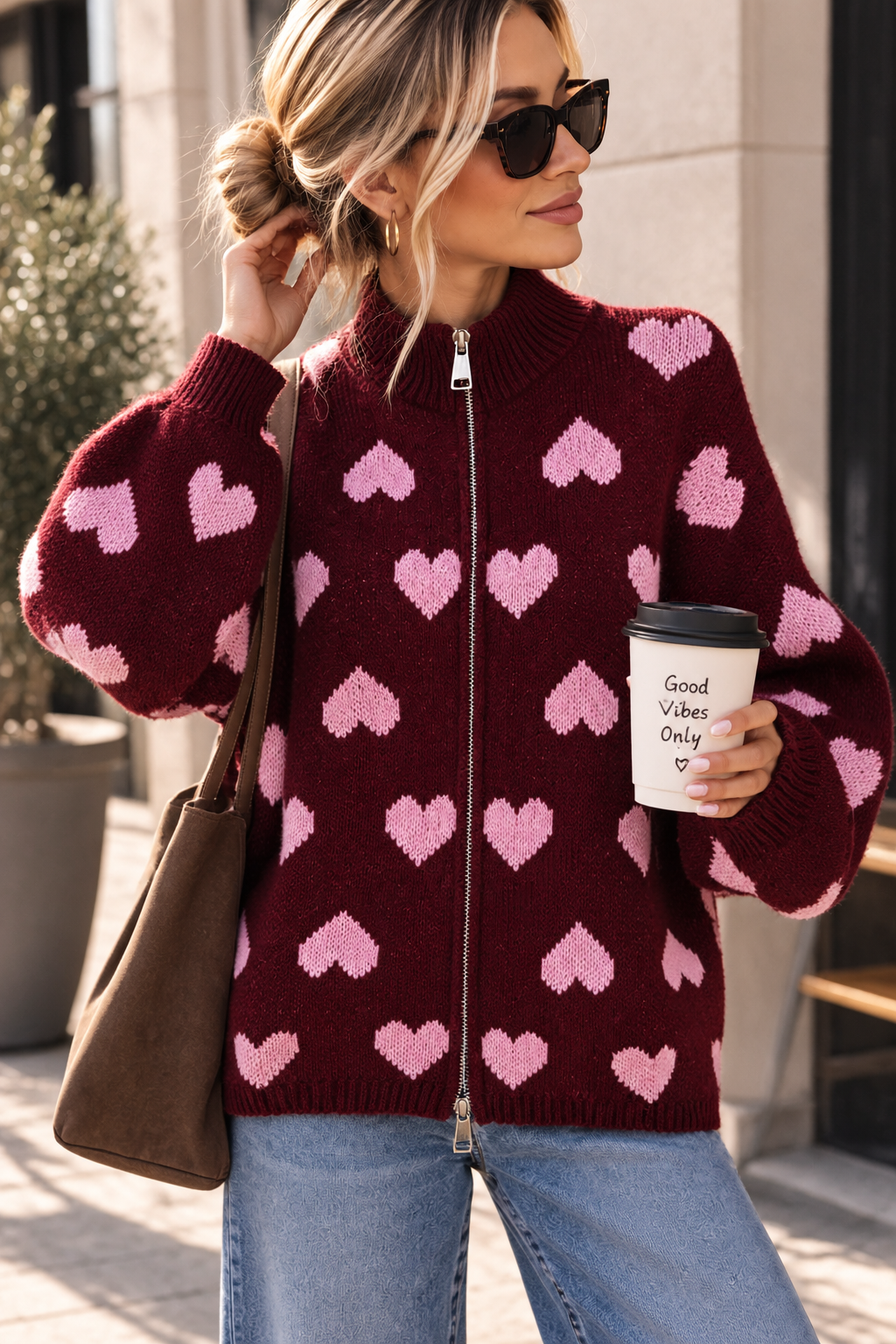 Strickjacke „Herz / Heart“ – ST0081 | Made in Italy 34-44 Strickjacke