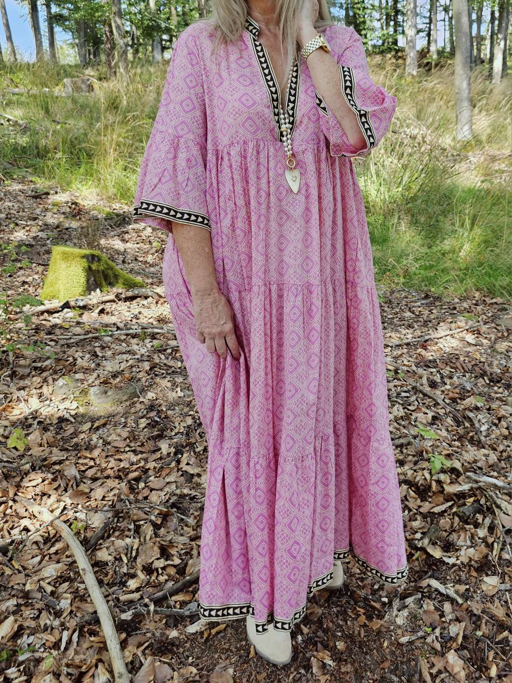 TUNIKA KLEID AUSTIN ROSA 34-42 Italy Style langes Sommerkleid DRESS