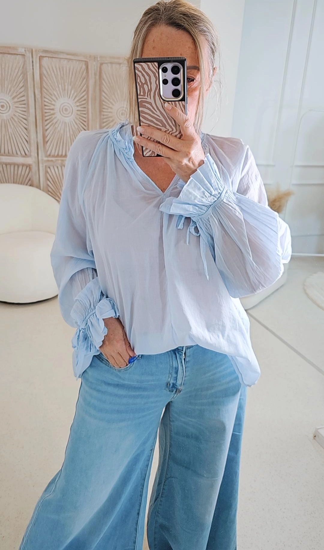 BLUSE JALTA BAUMWOLLE Made in Italy leichte Bluse 36-42/44