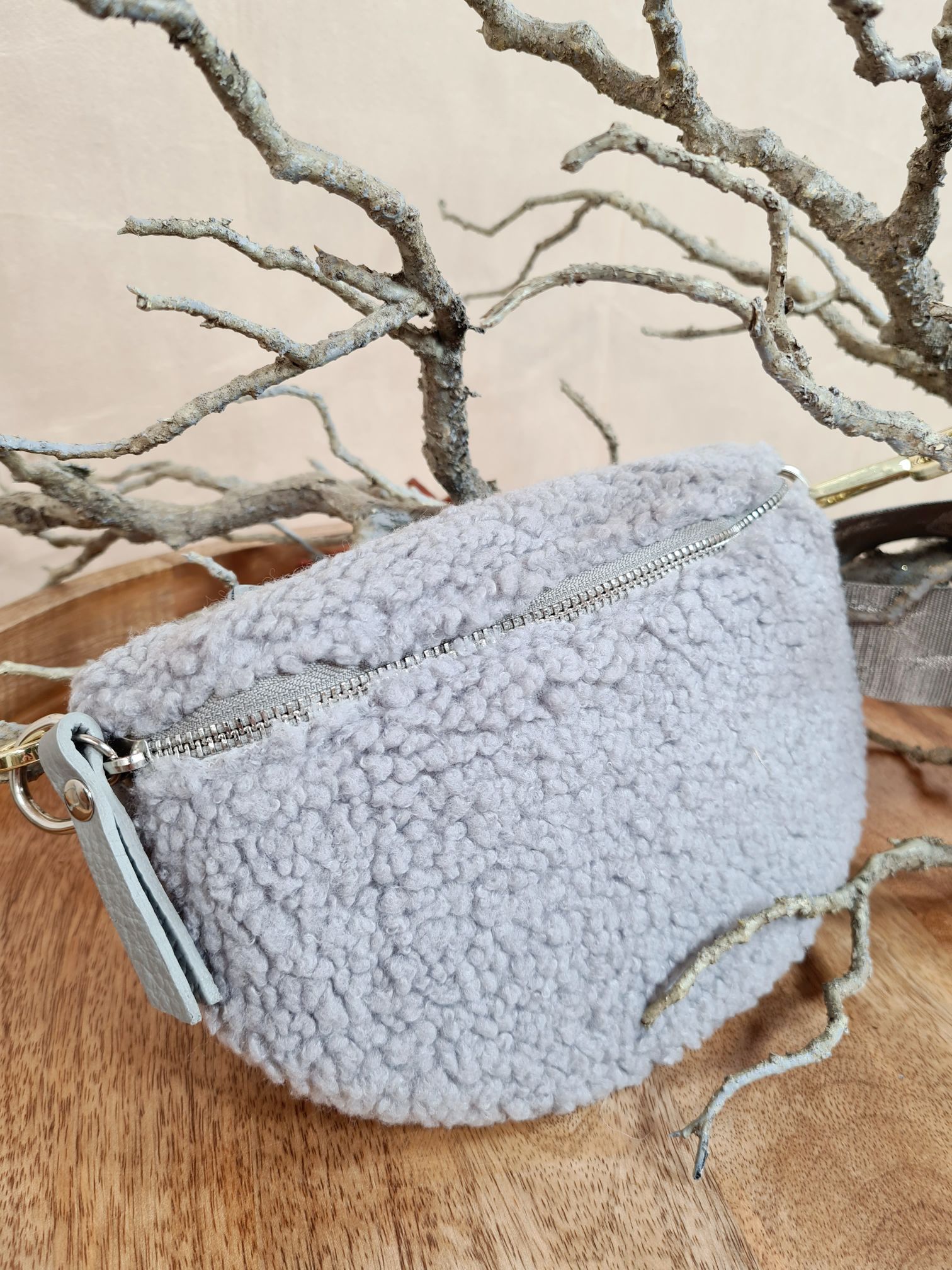 BAUCHTASCHE TEDDY S AURI GRAU DREAM BAG Umhängetasche mit Leder Made in Italy BAUCHTASCHE TEDDY S AURI GRAU DREAM BAG Umhängetasche mit Leder Made in Italy