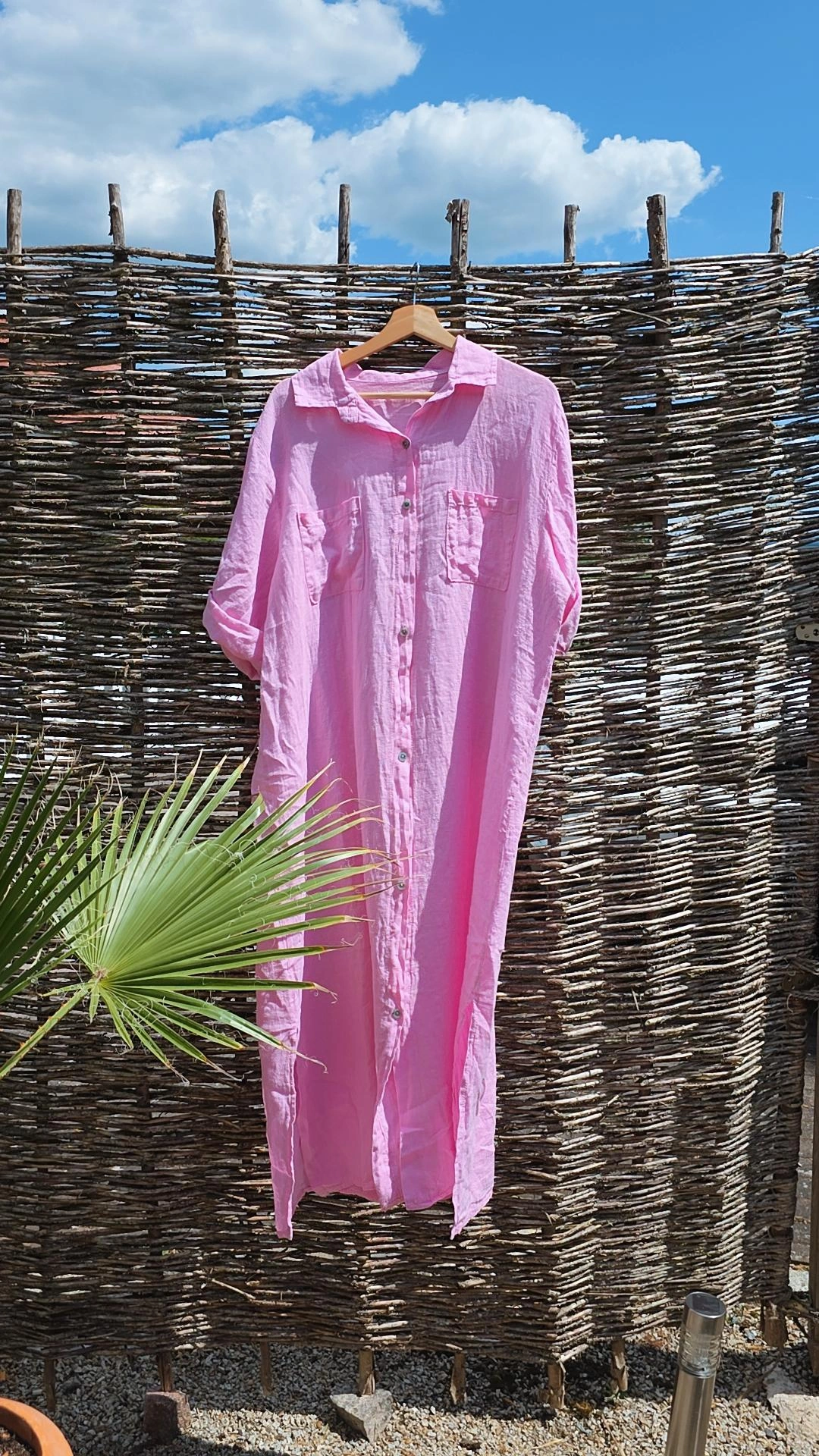 LINEN DRESS ESTELA Made in Italy 34 - 44/46 Leinen Blusen Kleid