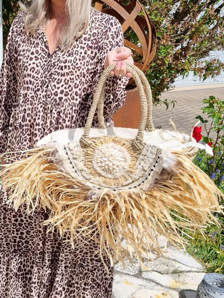 IBIZA BEACH BAG SUMMERLOVE Muscheln Details Strand Tasche Korb Federn Boho Bohemian IBIZA BEACH BAG SUMMERLOVE Muscheln Details Strand Tasche Korb Federn Boho Bohemian