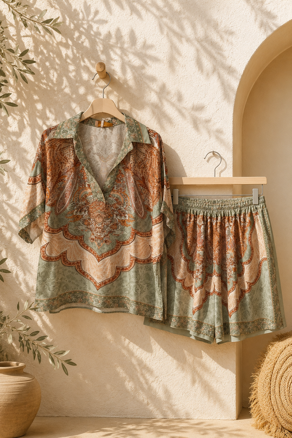 Exklusiv Silky Signature Set „Calista“ ✨ Shirt & Short Made in Italy 34-42