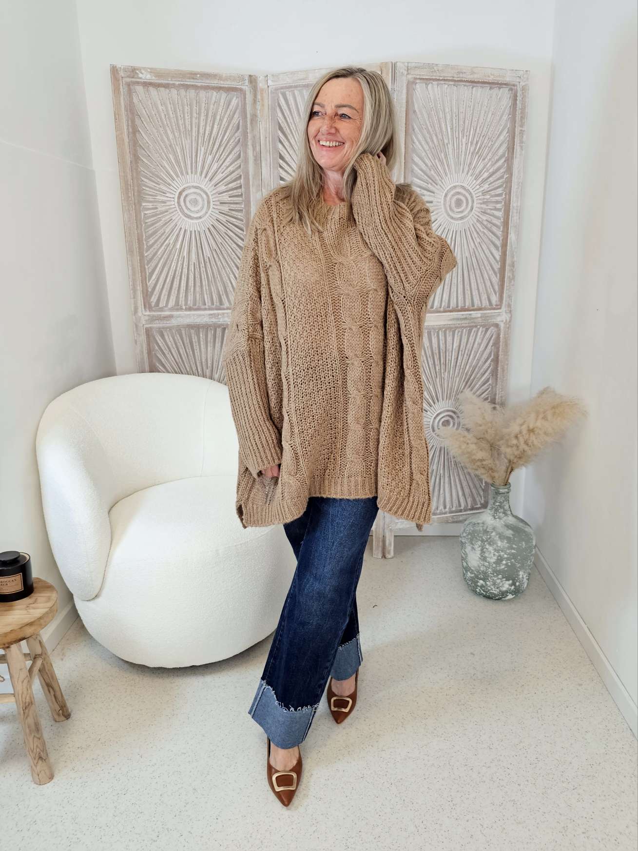 STRICKPULLOVER ZOPFMUSTER TARA Oversize Pullover Made in Italy 36 - 48/50 STRICKPULLOVER ZOPFMUSTER TARA Oversize Pullover Made in Italy 36 - 48/50