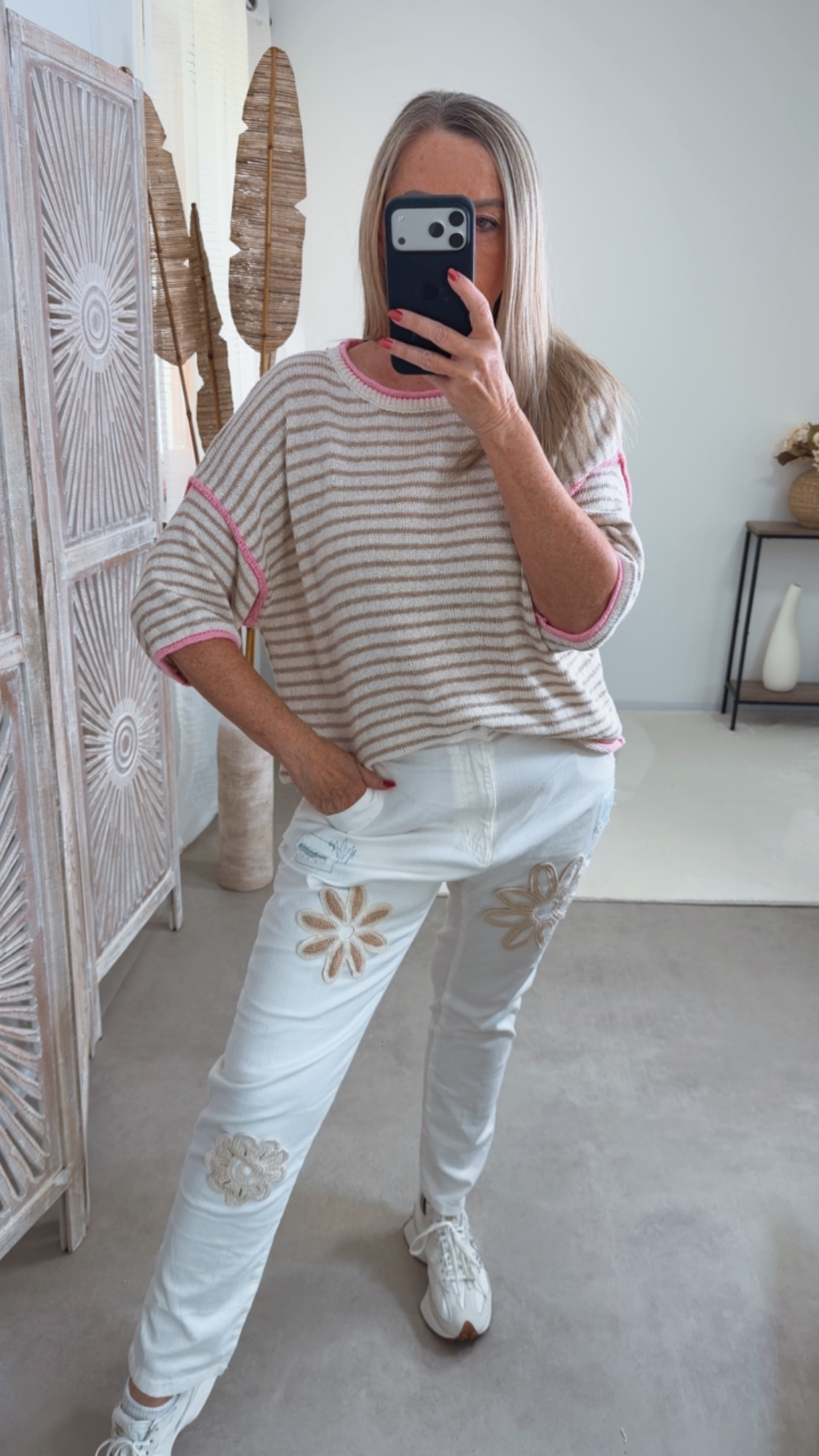 Strickshirt Salo Stripes Made in Italy 34-42 Kurzarm Pullover