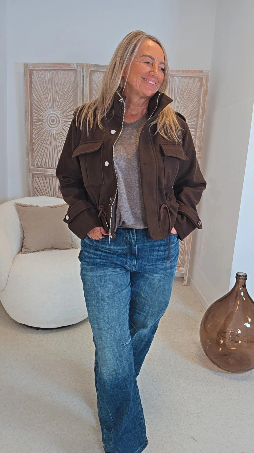 WEICHE JACKE FIRENZE KURZ 34-42/44 mit Reißverschluss&Knöpfen Made in Italy