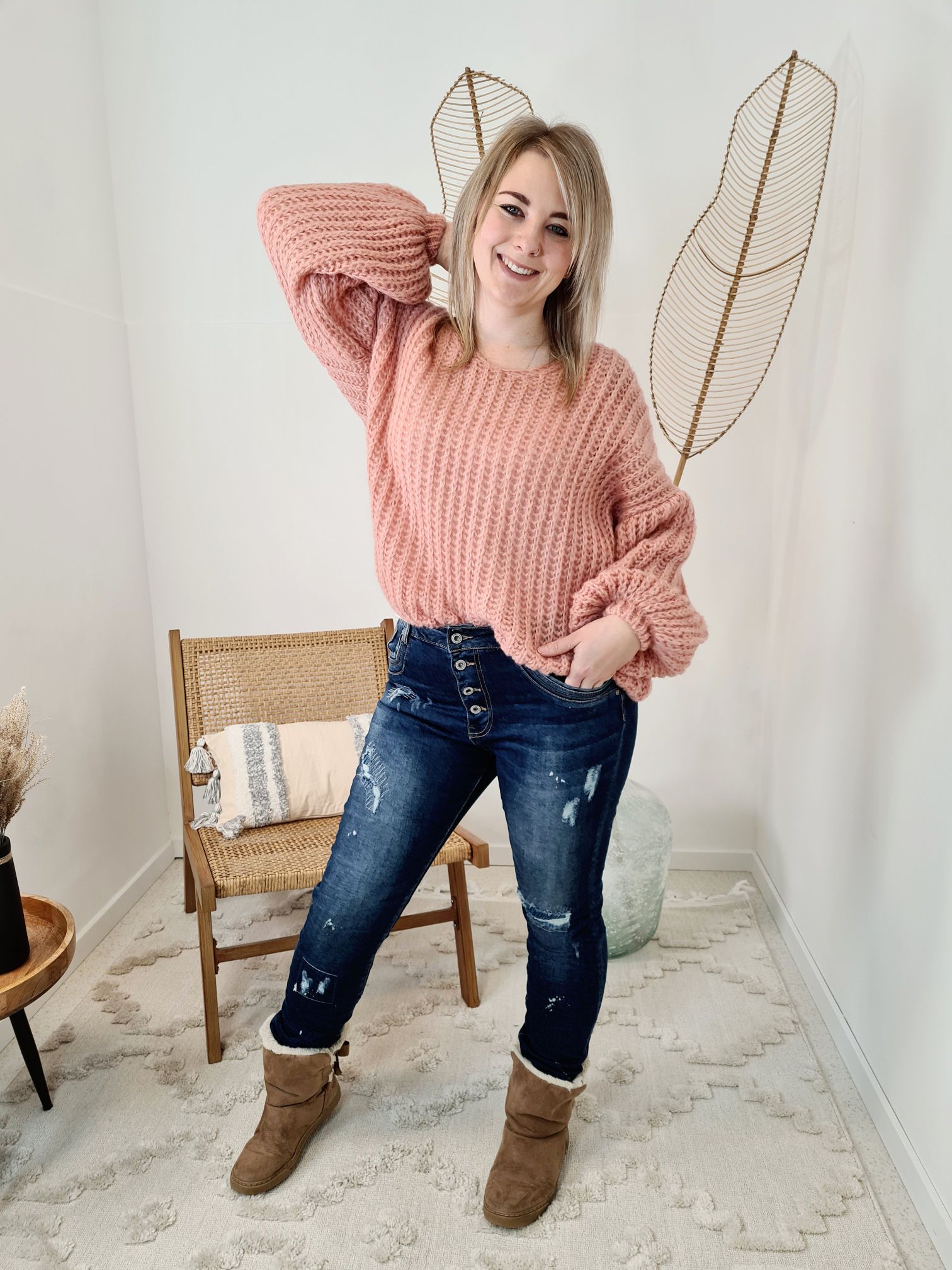 OVERSIZE KNIT SWEATER MALENA KORALLE Strickpullover Pullover 34-42/44 Made in Italy versch. Farben