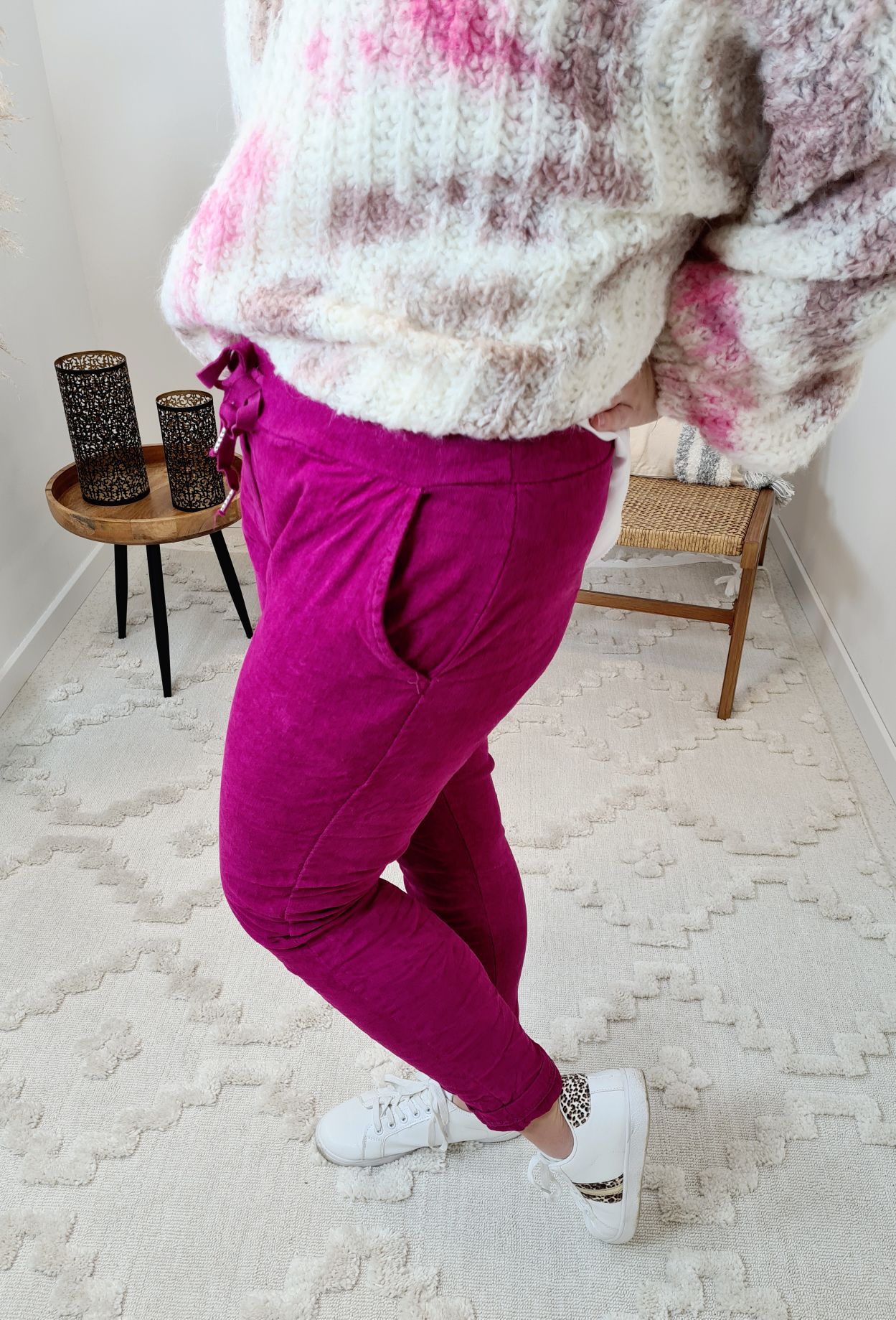 BASIC CORD JOGPANT SELINA BEERE 34-42 Made in Italy bequeme Hose PANT BASIC CORD JOGPANT SELINA BEERE 34-42 Made in Italy bequeme Hose PANT