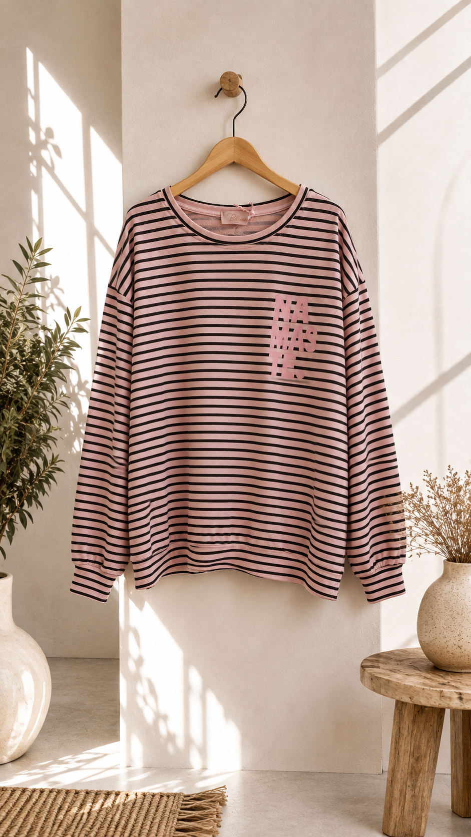 Sweatshirt – Sweater No. SW013 | Streifenlook | Oversize | Made in Italy | passend bis Gr. 42/44