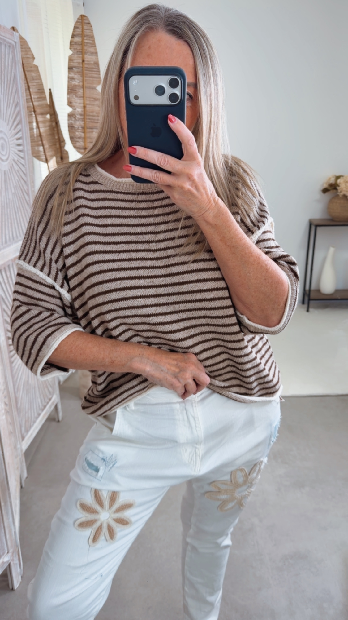 Strickshirt Salo Stripes Made in Italy 34-42 Kurzarm Pullover
