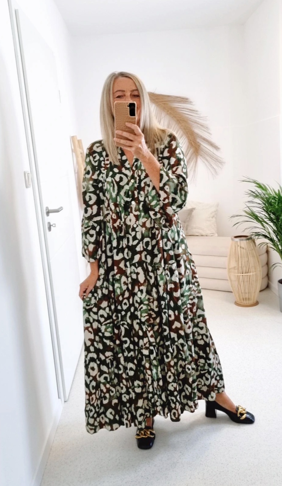 MAXI TUNIKA DRESS SAFARI KHAKI 34-42 Made in Italy langes Kleid Hängerchen Tunikakleid MAXI TUNIKA DRESS SAFARI KHAKI 34-42 Made in Italy langes Kleid Hängerchen Tunikakleid