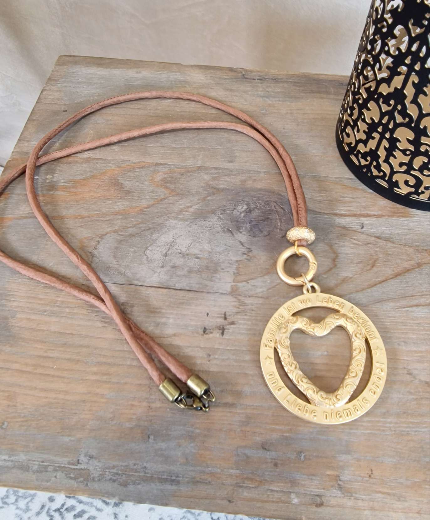 NECKLACE FAMILY GOLD SHINY lange Wechselkette Seide  Goldfarbig  Halskette Kette Amulett  