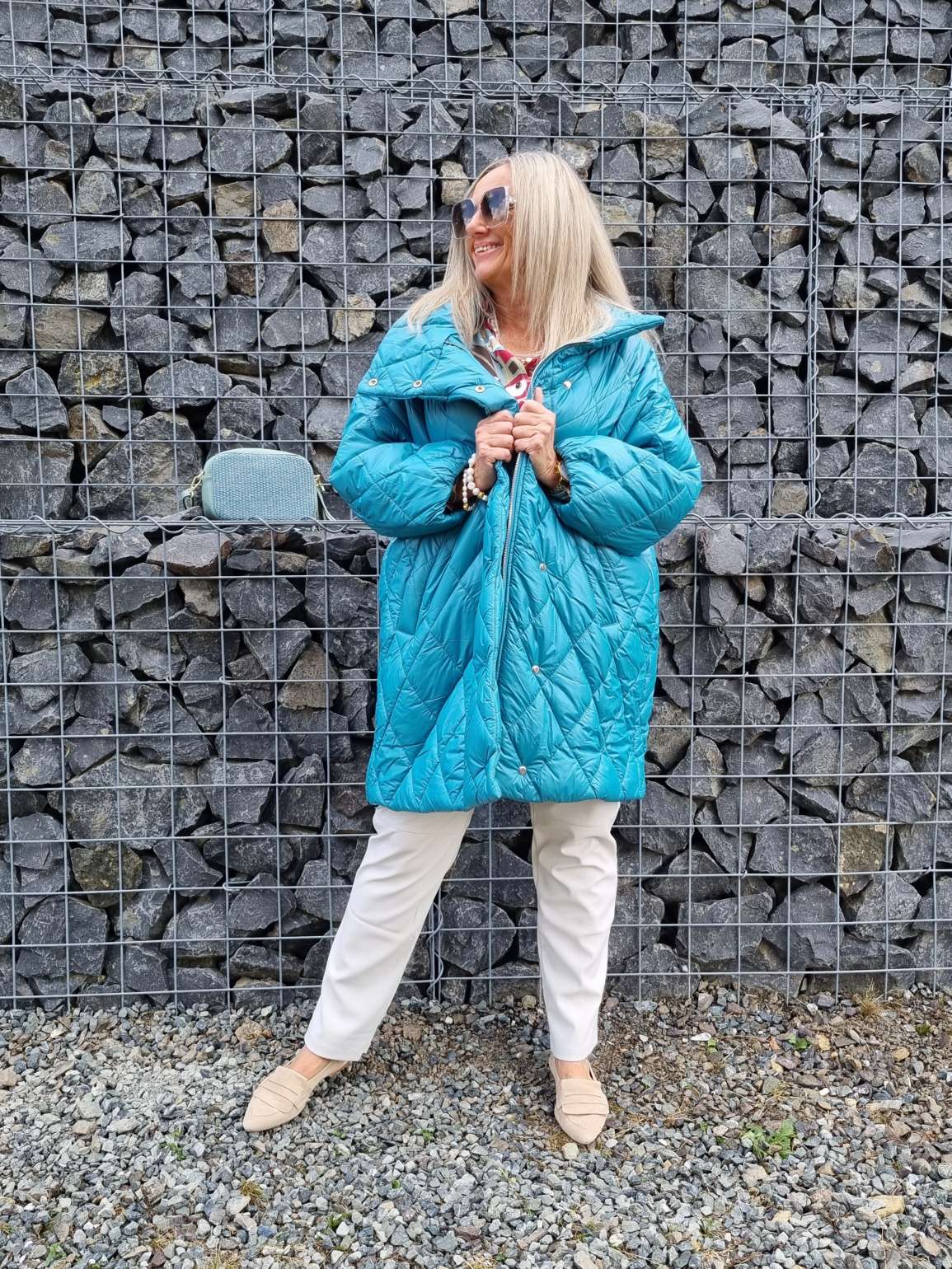 COAT NICOLETTA TÜRKIS Oversize Steppjacke lange Jacke Mantel Italy Style versch. Größen COAT NICOLETTA TÜRKIS Oversize Steppjacke lange Jacke Mantel Italy Style versch. Größen