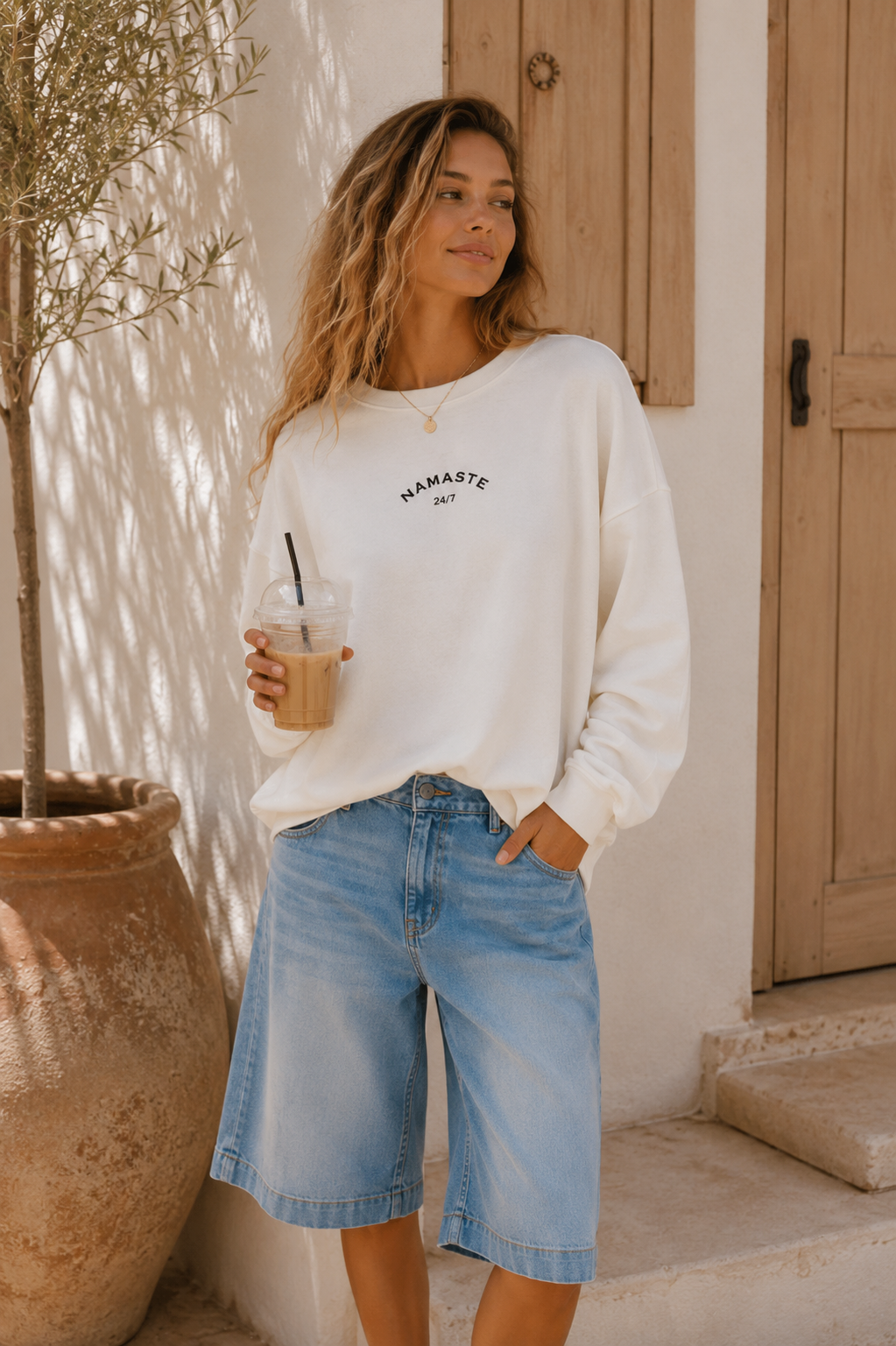 Sweatshirt „Namaste 24/7 Uni“ – Made in Italy | One Size bis ca. Gr. 42