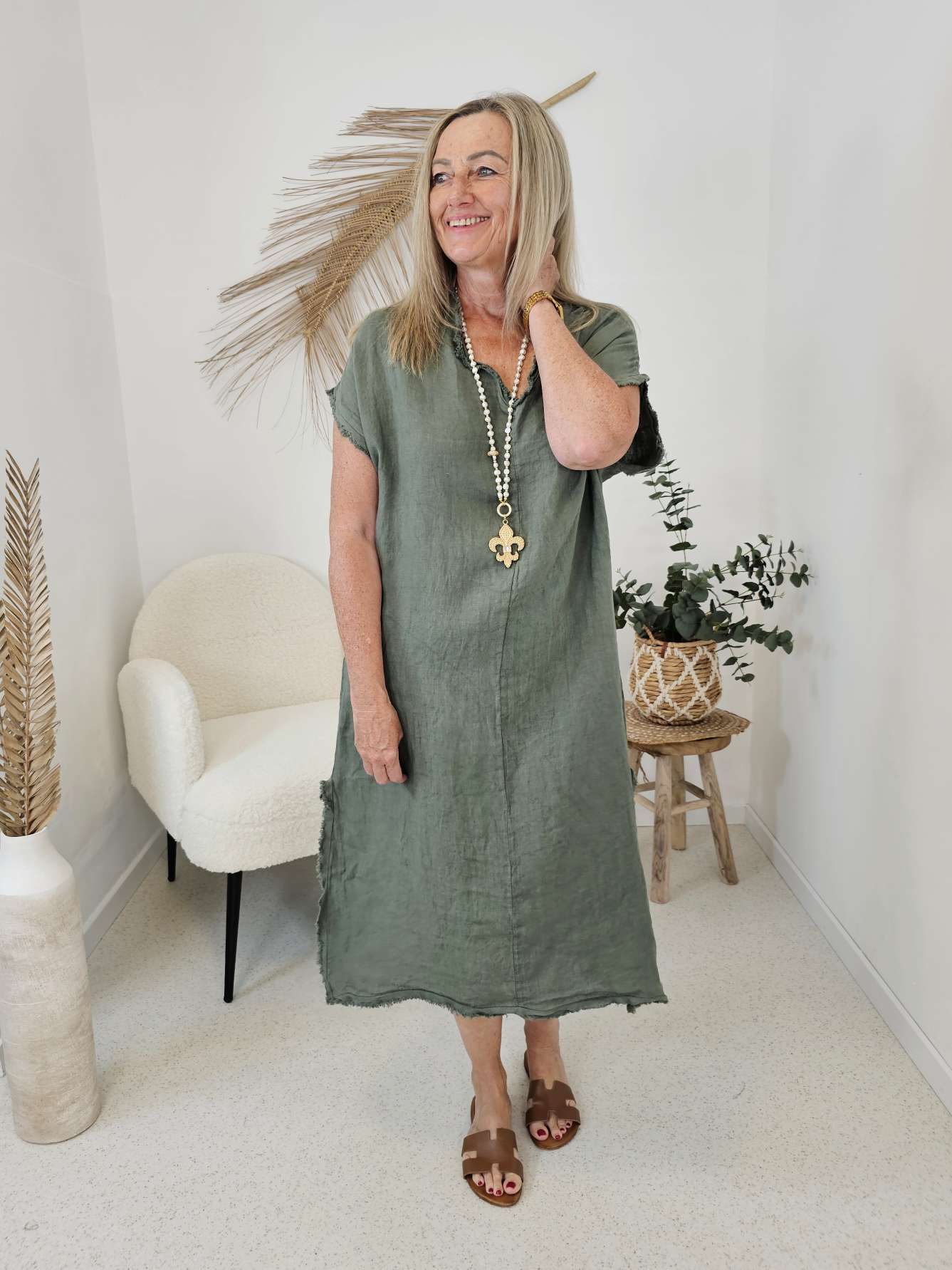 LINEN TUNIKA DRESS JANNIS 34-42 Made in Italy Leinen Kleid Leinenkleid Linendress