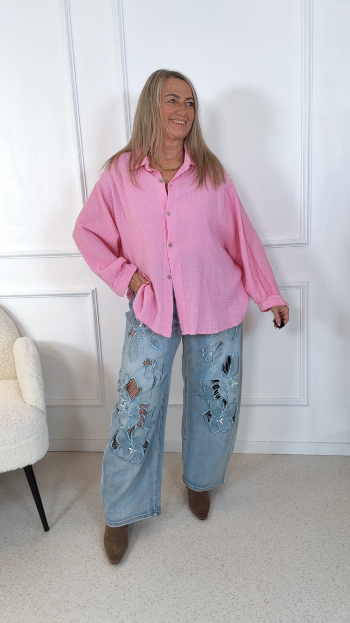 MUSSELIN BLUSE  SHIRA UNI 34- 44 Made in Italy