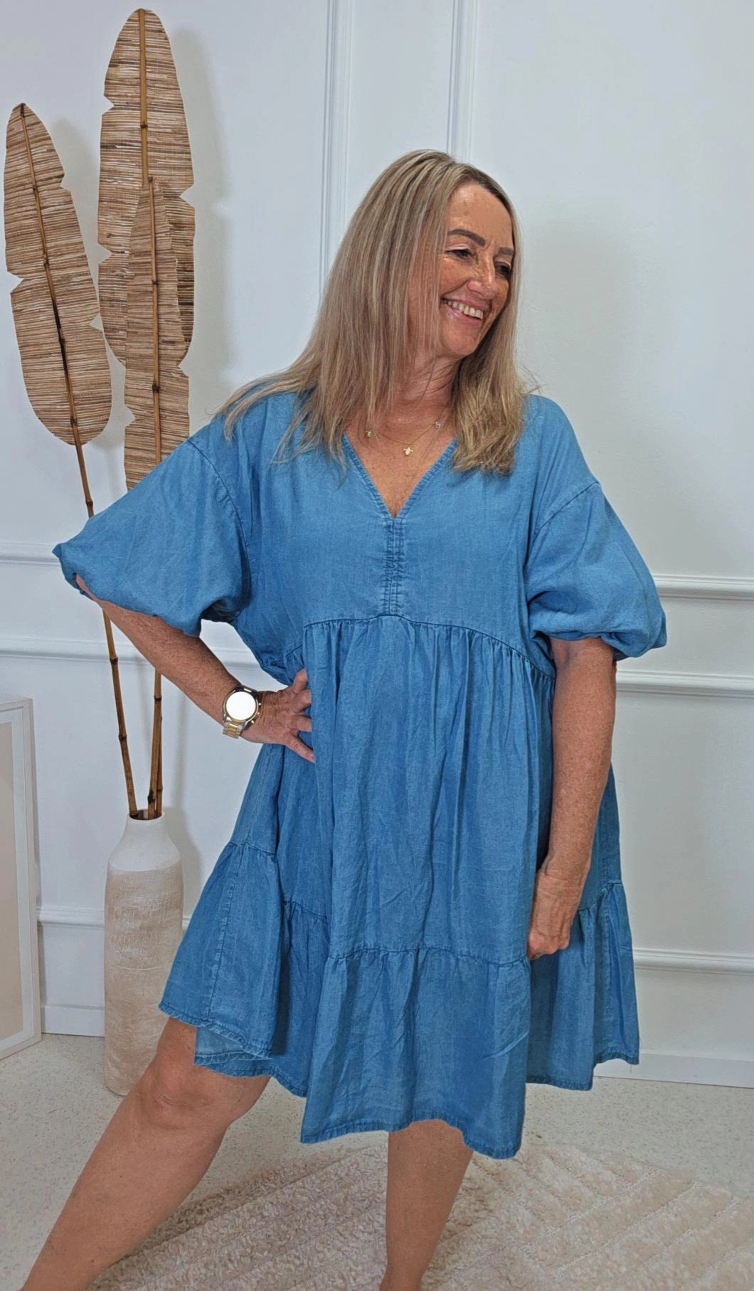 JEANS KLEID KURZ ANASTASIA 34 - 42 Made in Italy Lyocell KURZ