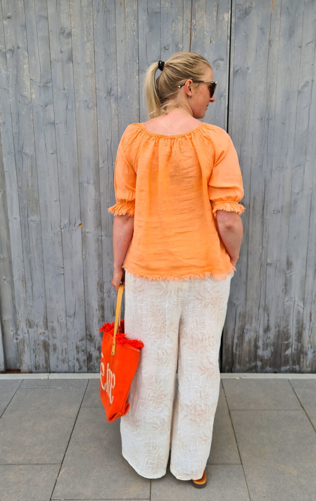 LINEN BLUSE VERONA KORALLE 34-40 Made in Italy Leinen Oversize Tunika Shirt ORANGE LINEN BLUSE VERONA KORALLE 34-40 Made in Italy Leinen Oversize Tunika Shirt ORANGE