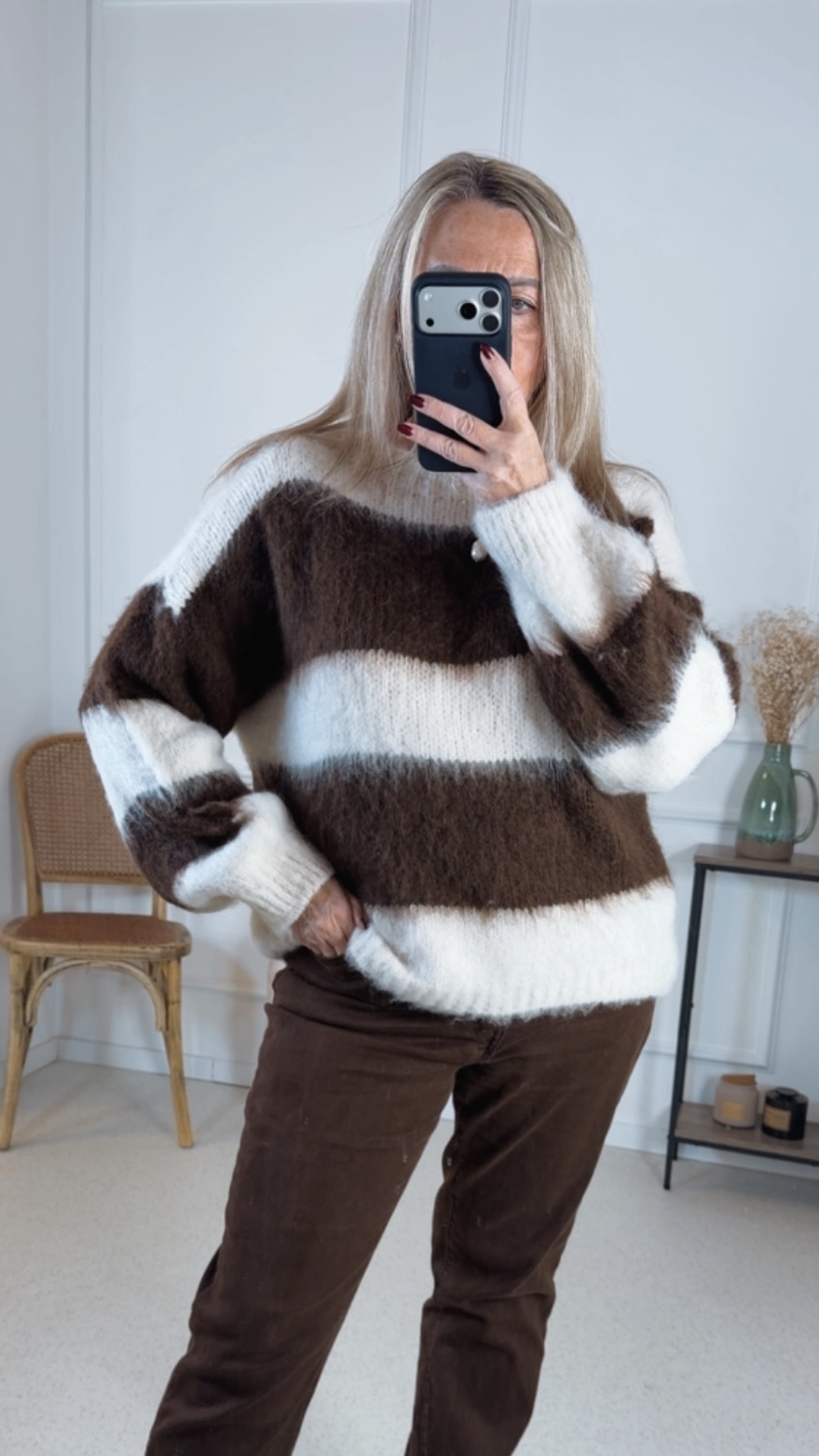 KUSCHELIGER PULLOVER SVENJA mit Blockstreifen 34-42 Made in Italy