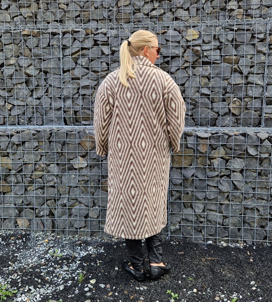 WOLL MANTEL MERLE STRIPES BRAUN 36-42 Made in Italy Winter Jacke Fleece Mantel COAT WOLL MANTEL MERLE STRIPES BRAUN 36-42 Made in Italy Winter Jacke Fleece Mantel COAT