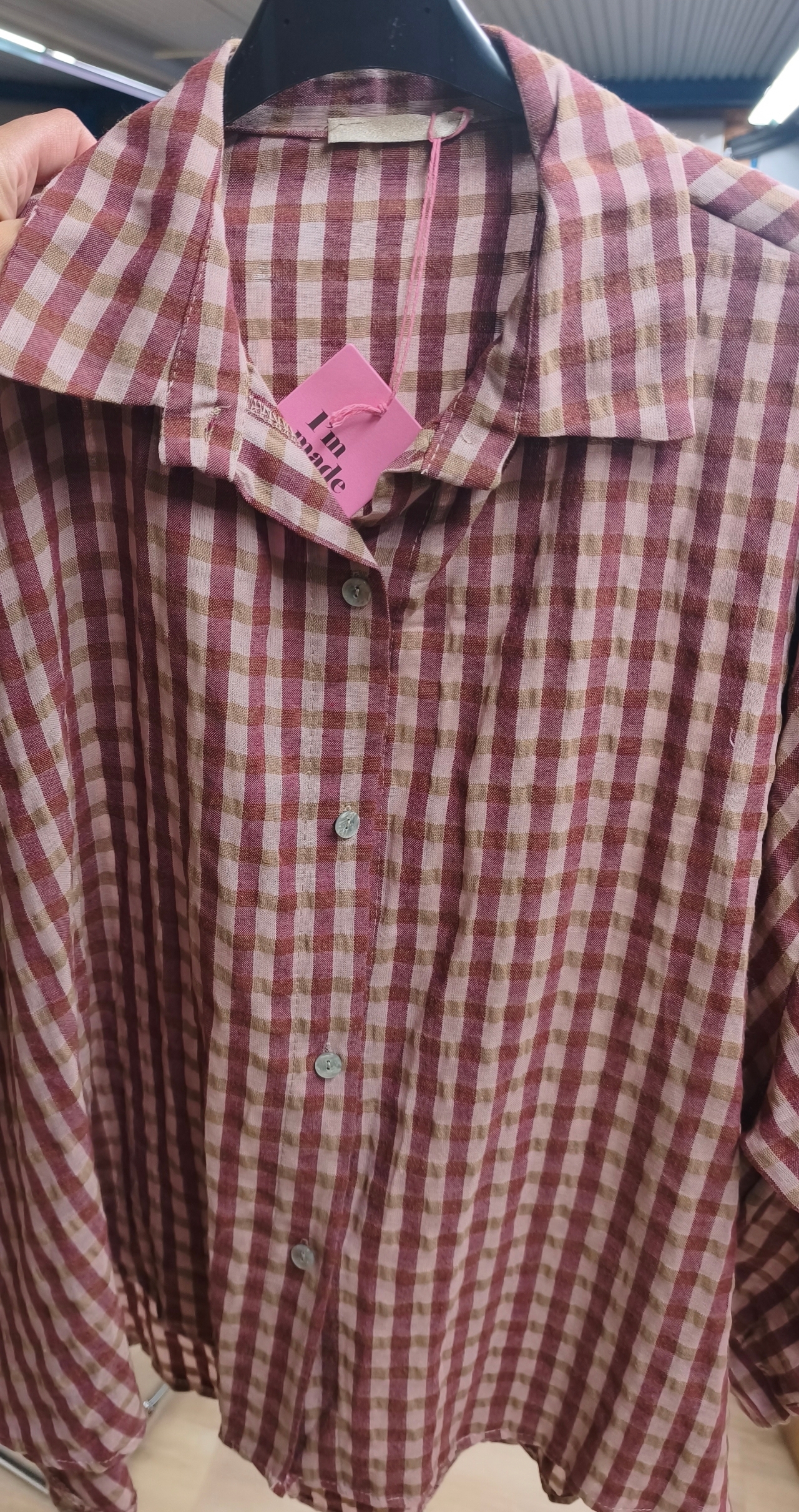 Oversize-Karo-Bluse BL0105 – Made in Italy Gr. 34-44 Karo kariert