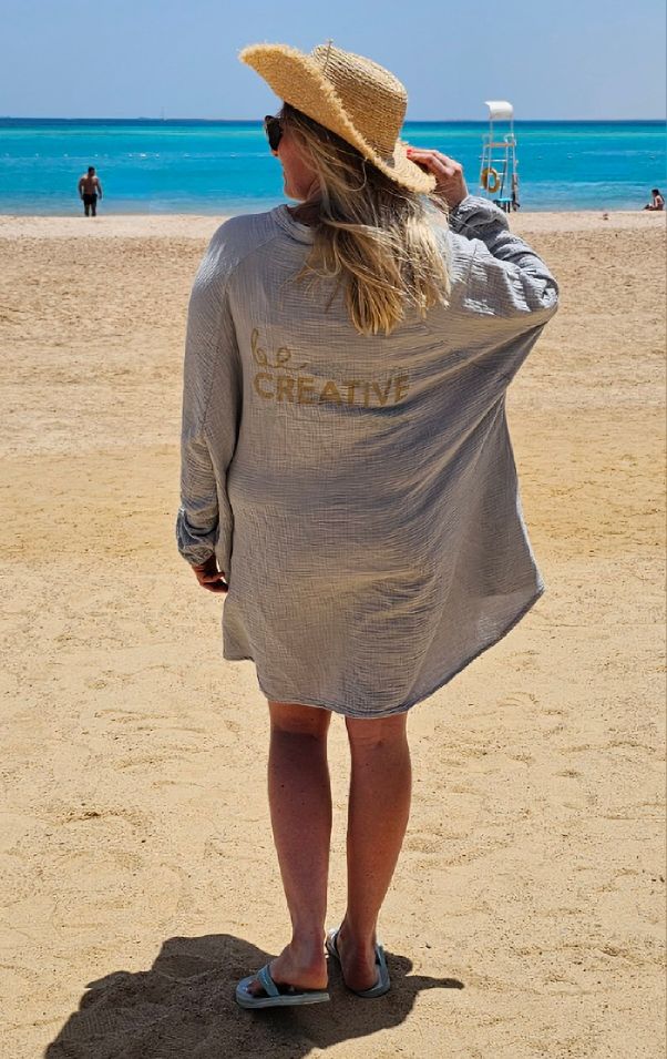 MUSSELIN OVERSIZE BLUSE BE CREATIVE HELLGRAU 34-42/44 Made in Italy Longbluse Kleid Tunika Shirt Blusenjacke MUSSELIN OVERSIZE BLUSE BE CREATIVE HELLGRAU 34-42/44 Made in Italy Longbluse Kleid Tunika Shirt Blusenjacke