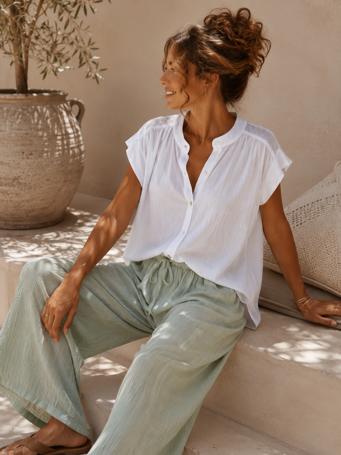 Blüschen „Marion“ Uni Made in Italy 34-42  Sommerschnapper – vom Umtausch ausgeschlossen
